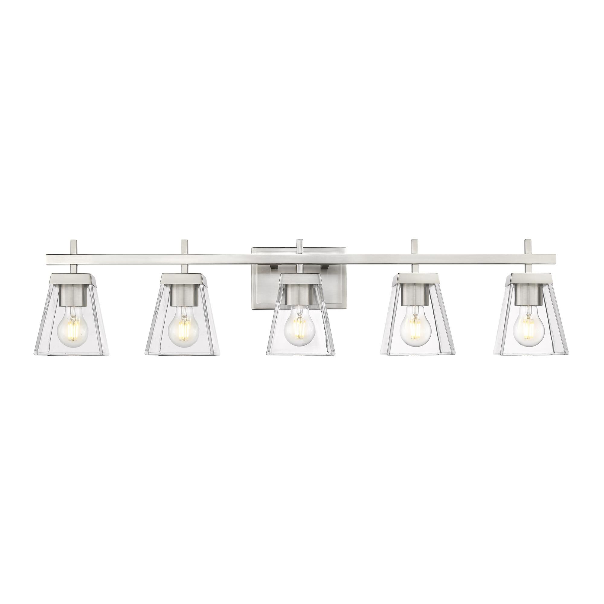 Shown in Brushed Nickel finish and Clear glass