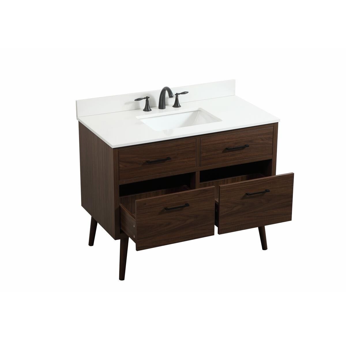 Shown in Walnut finish and With Backsplash accent