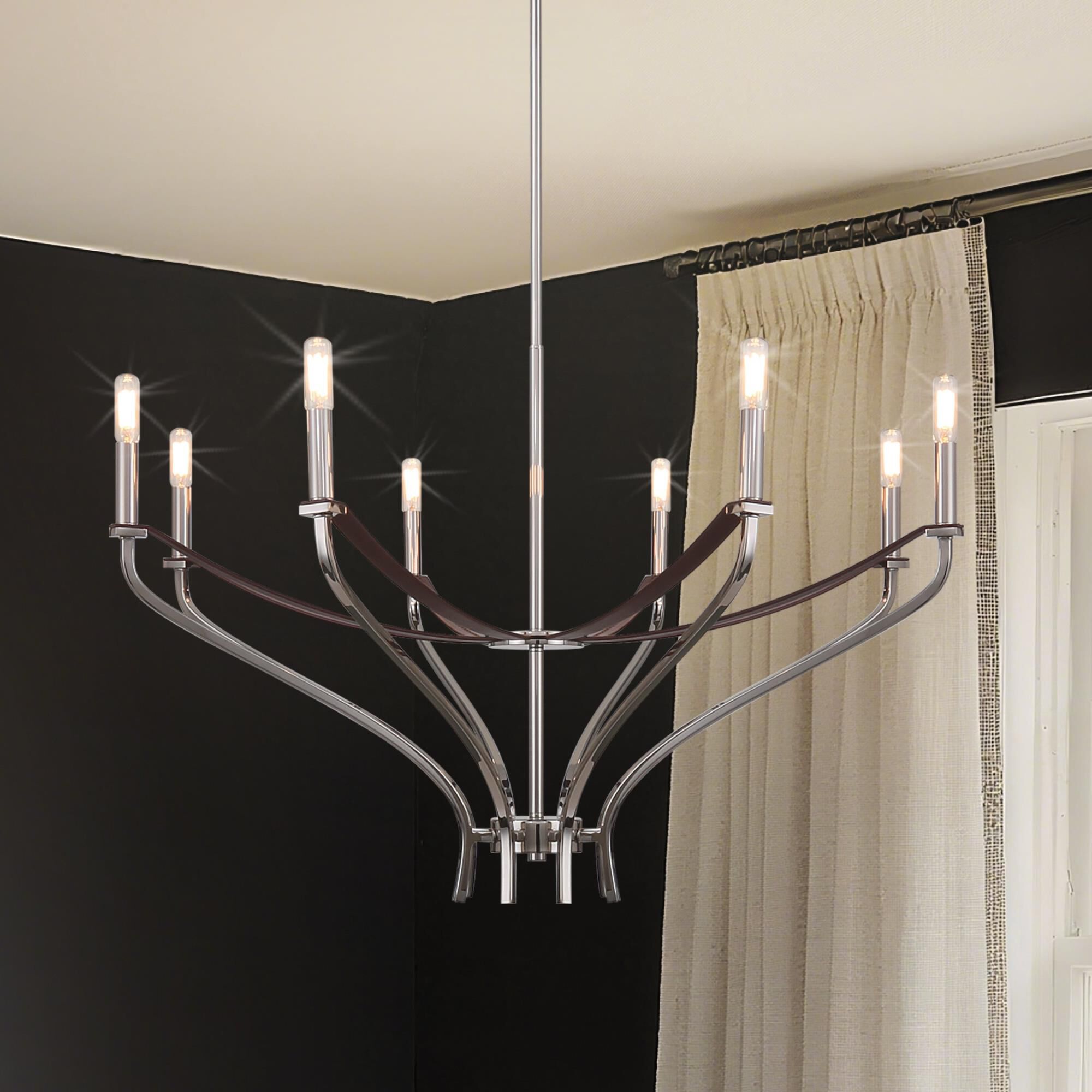 Shown in Polished Nickel and Dark Brown finish