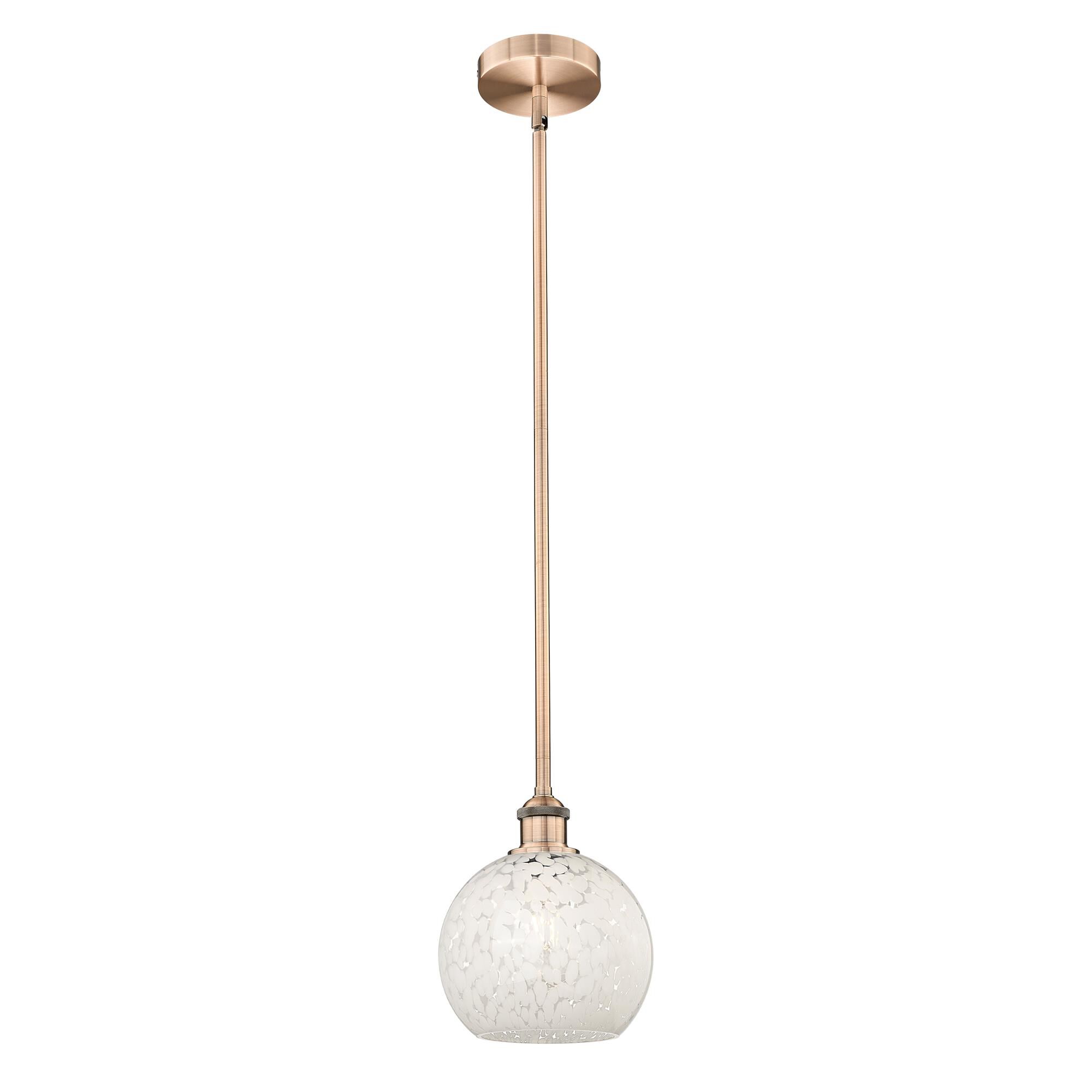 Shown in Antique Copper finish and White Mouchette glass