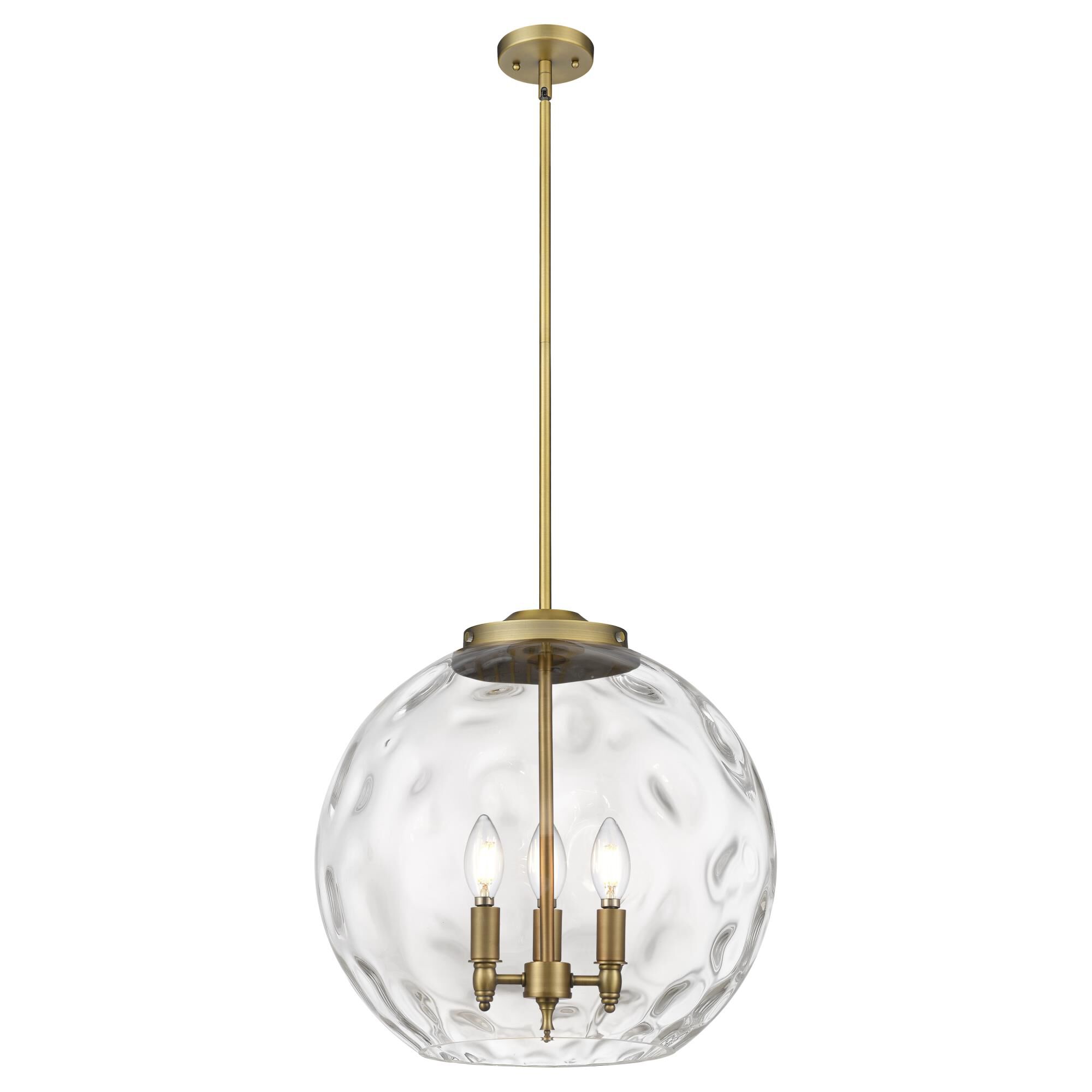 Shown in Brushed Brass finish and Clear glass