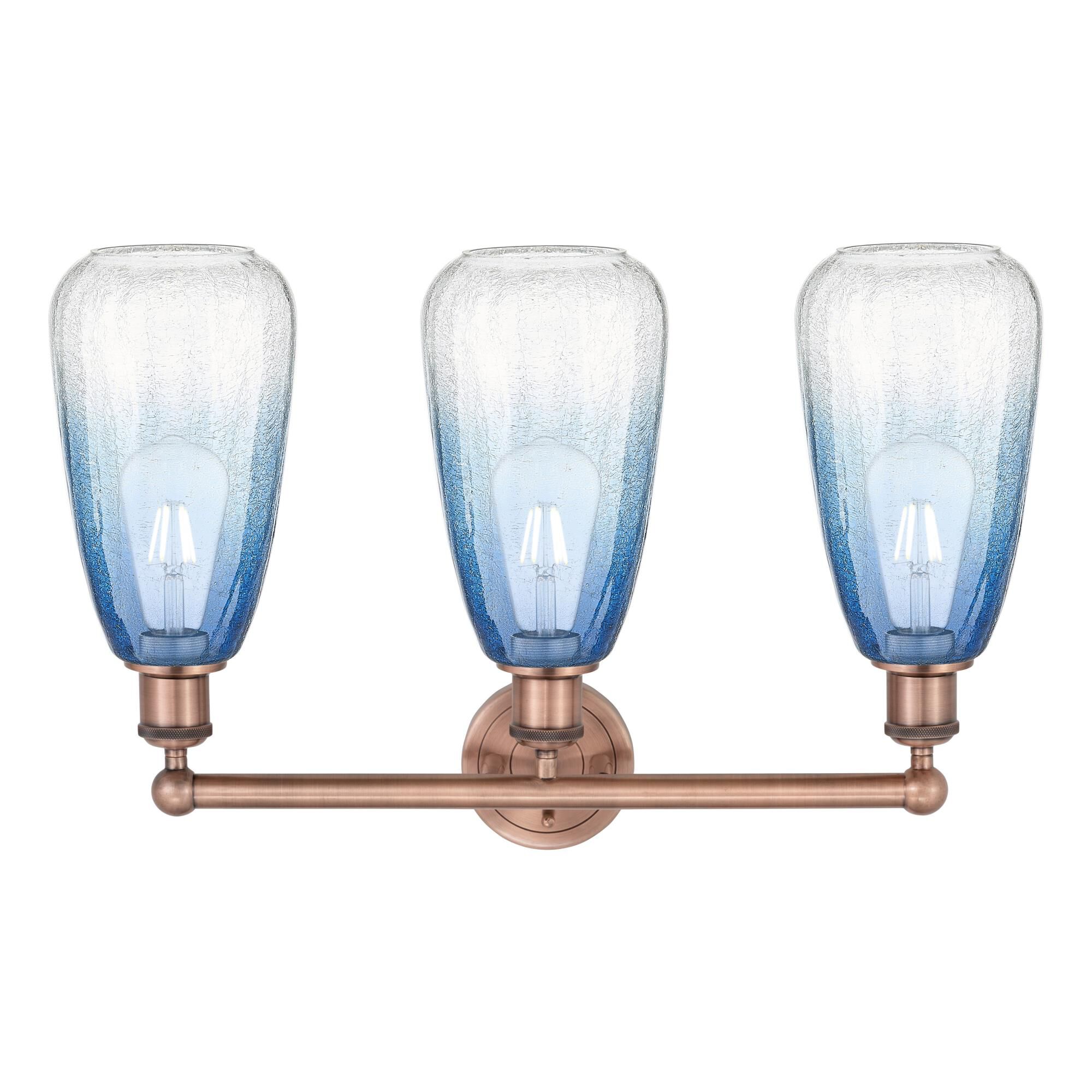 Shown in Antique Copper finish and Sapphire Blue glass