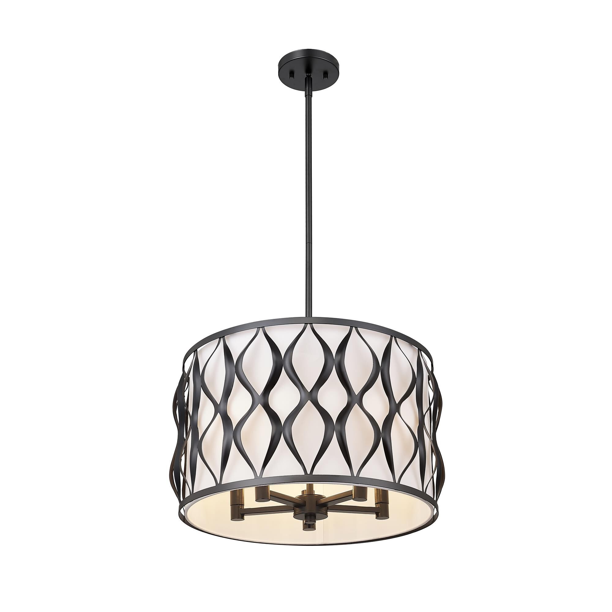 Shown in Matte Black finish and White glass and White shade