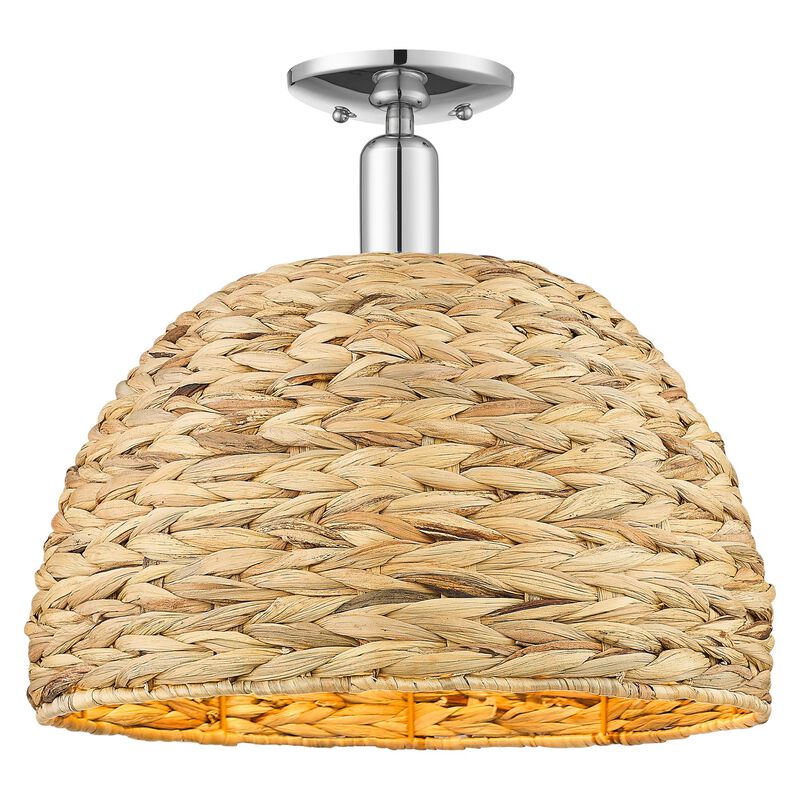 Bruno Marashlian Woven Rattan 16 Inch Semi Flush Mount by Innovations Lighting