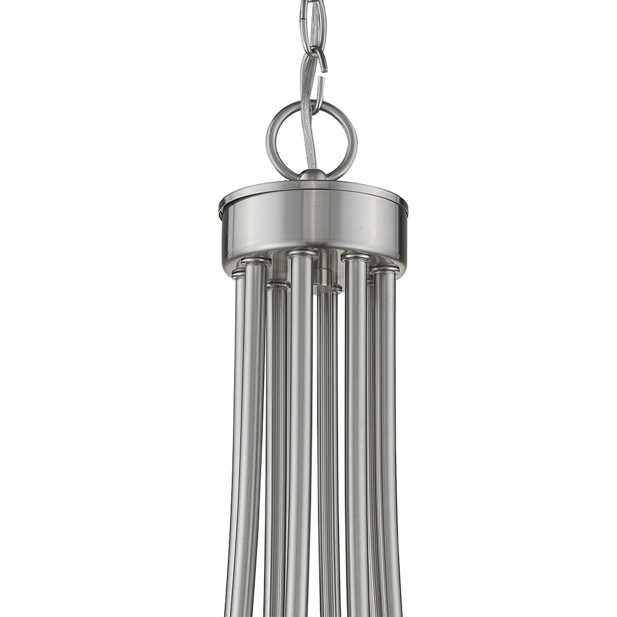 Shown in Satin Nickel finish and -- glass and -- shade