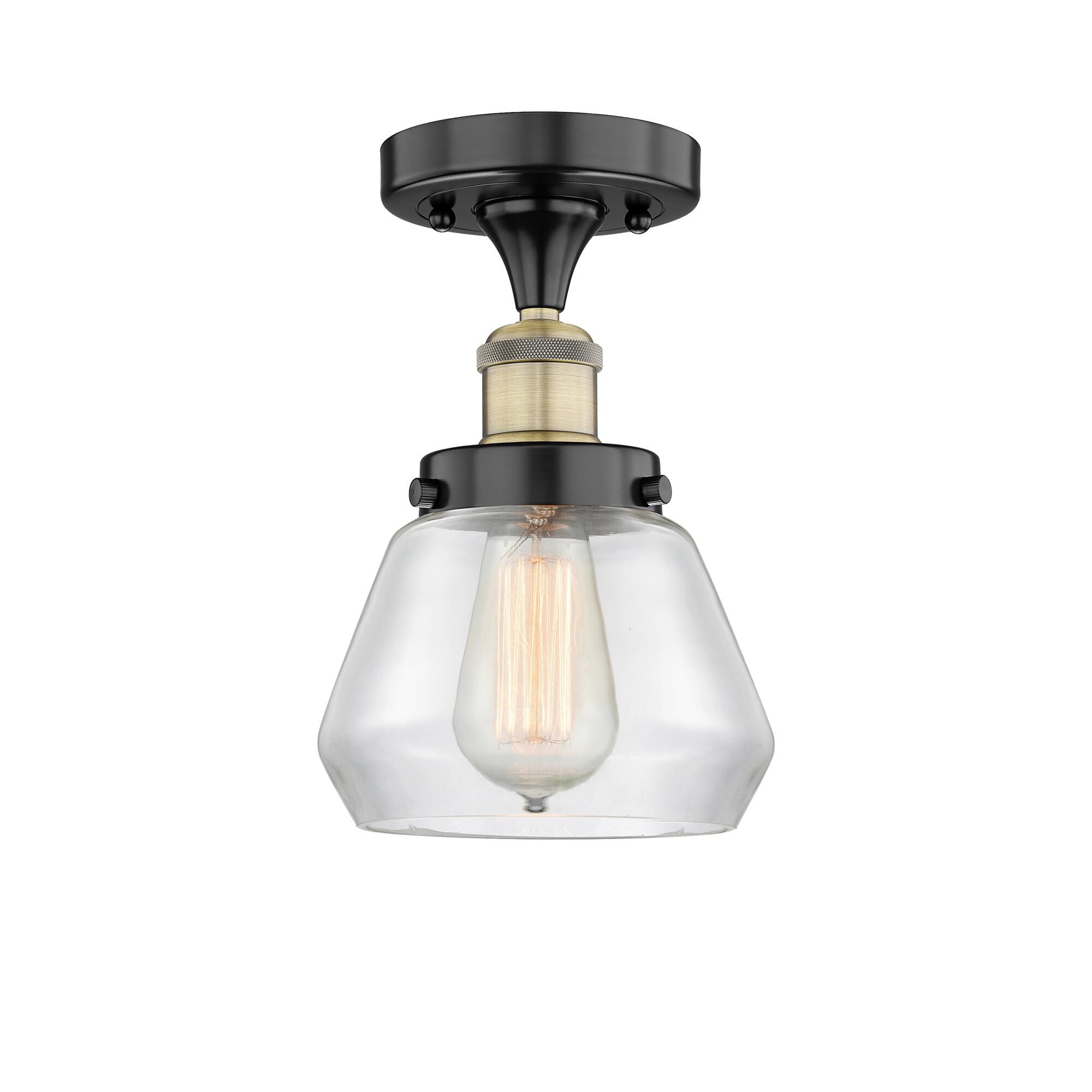 Shown in Black Antique Brass finish and Clear glass