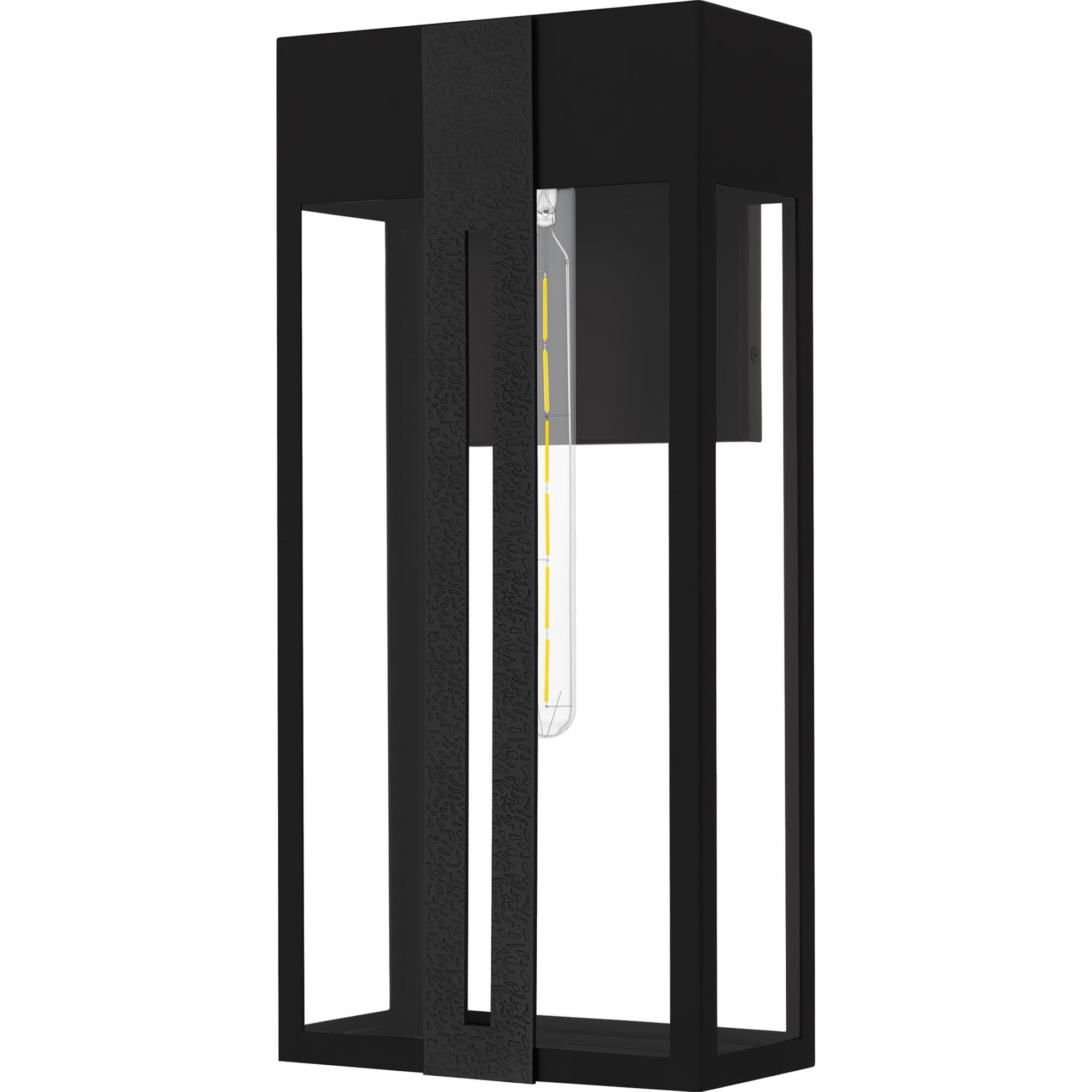 Shown in Matte Black finish and Clear Glass, Clear Tempered Glass shade