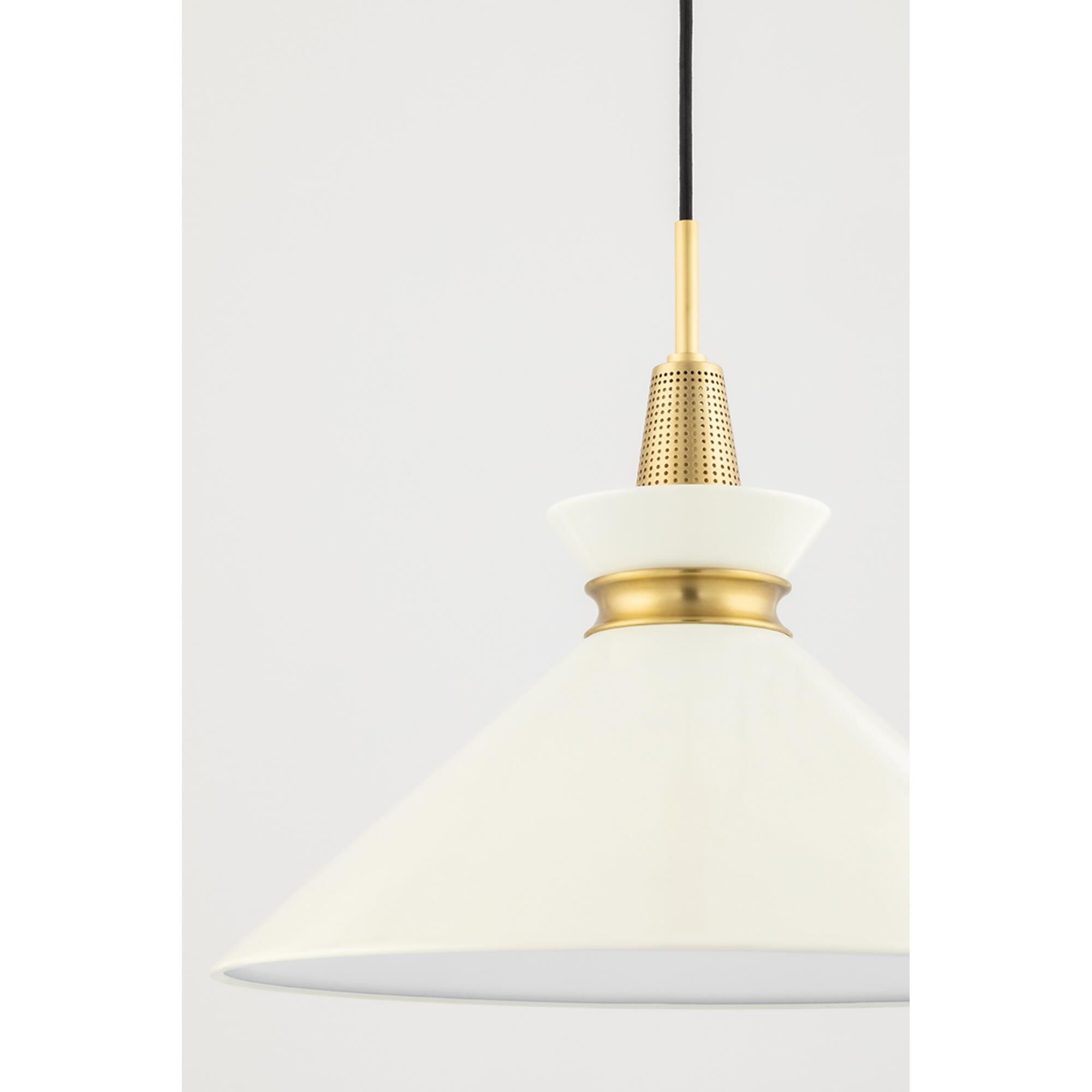 Shown in Aged Brass-Cream finish and Cream Metal shade