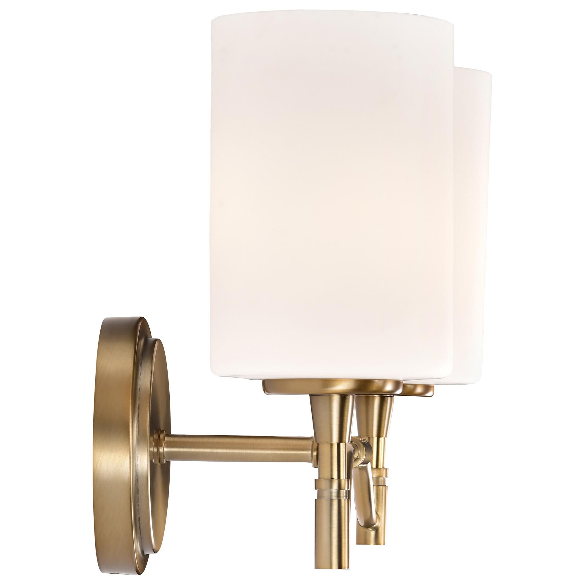 Shown in Burnished Brass finish and White Opal glass