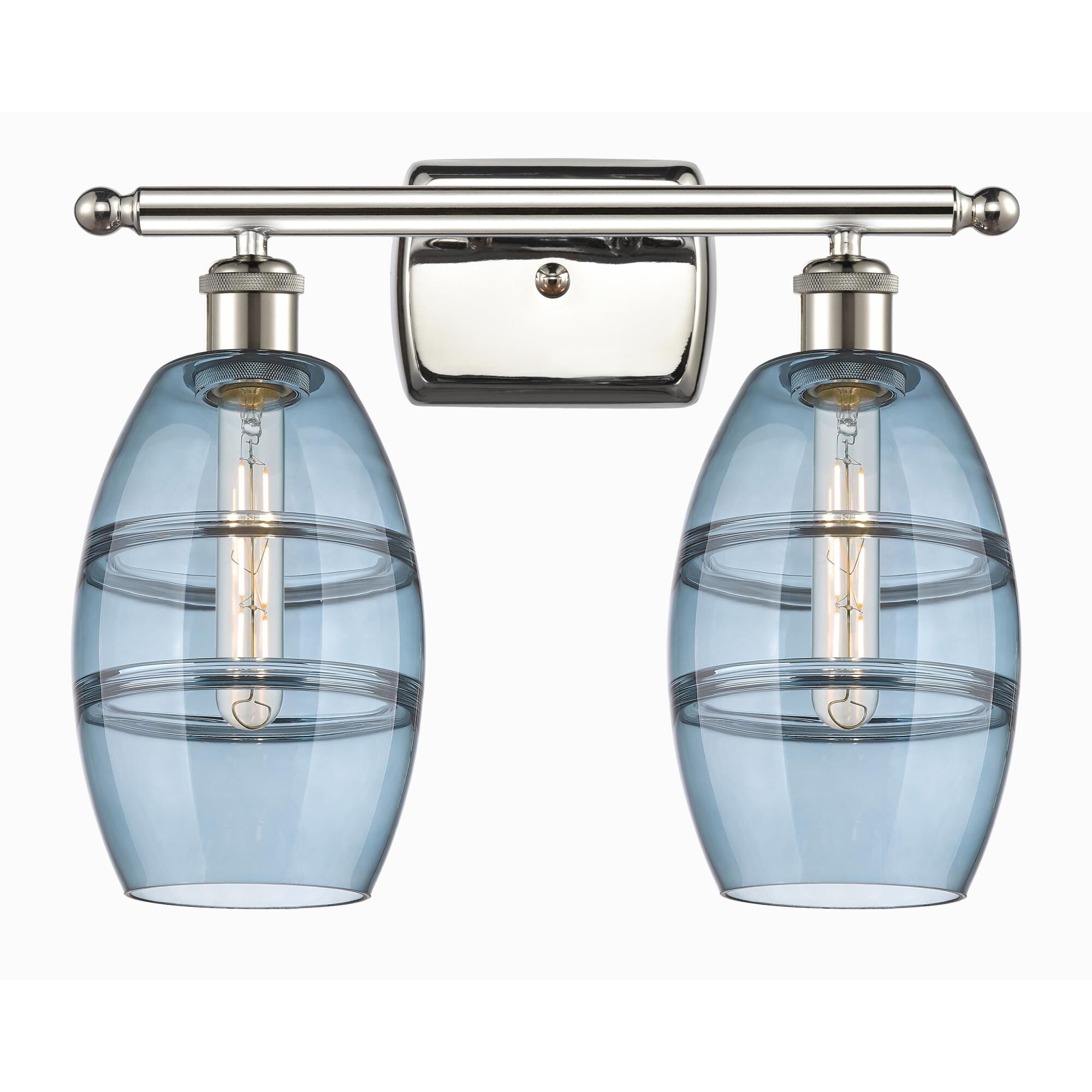 Shown in Polished Nickel finish and Princess Blue glass