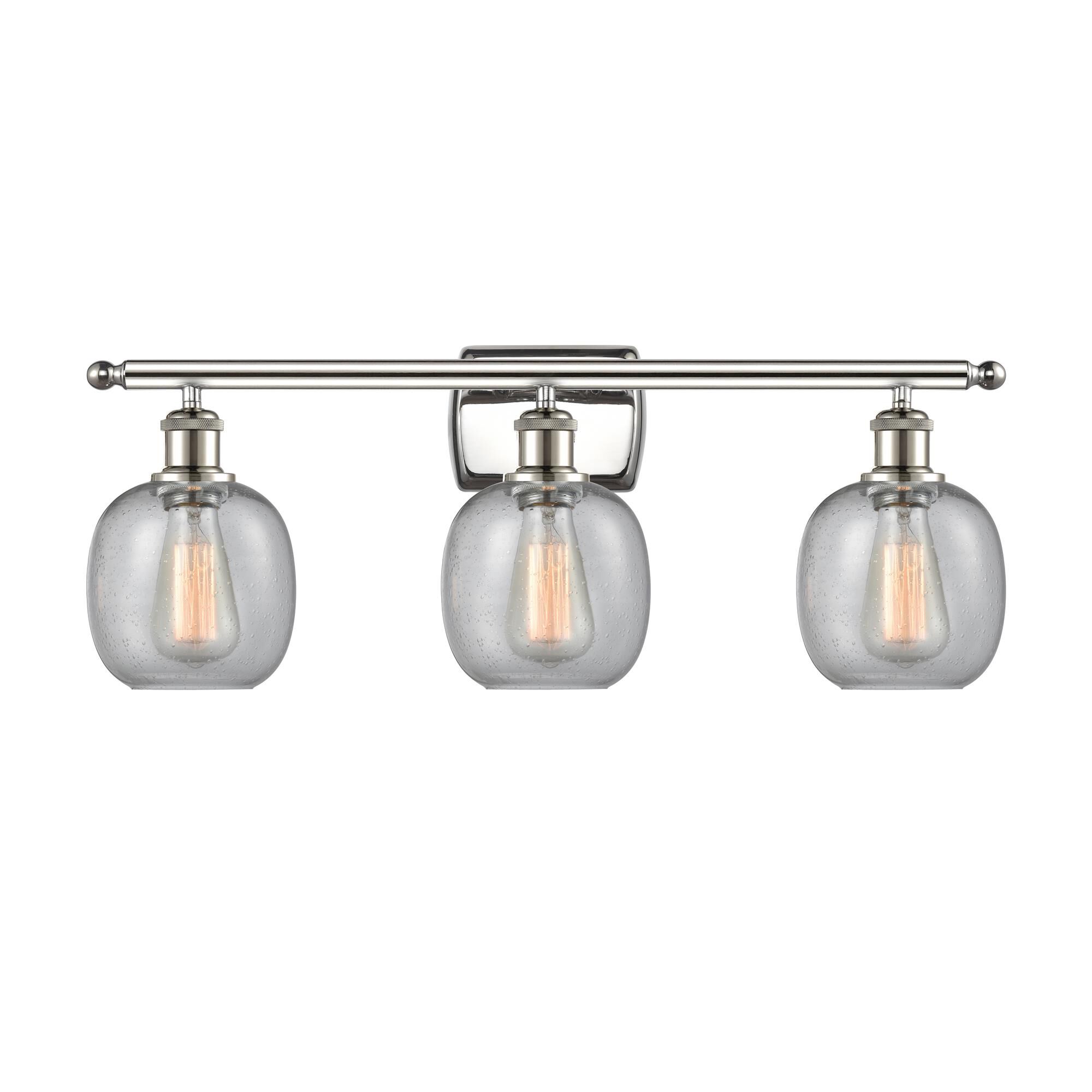 Shown in Polished Nickel finish and Seedy glass