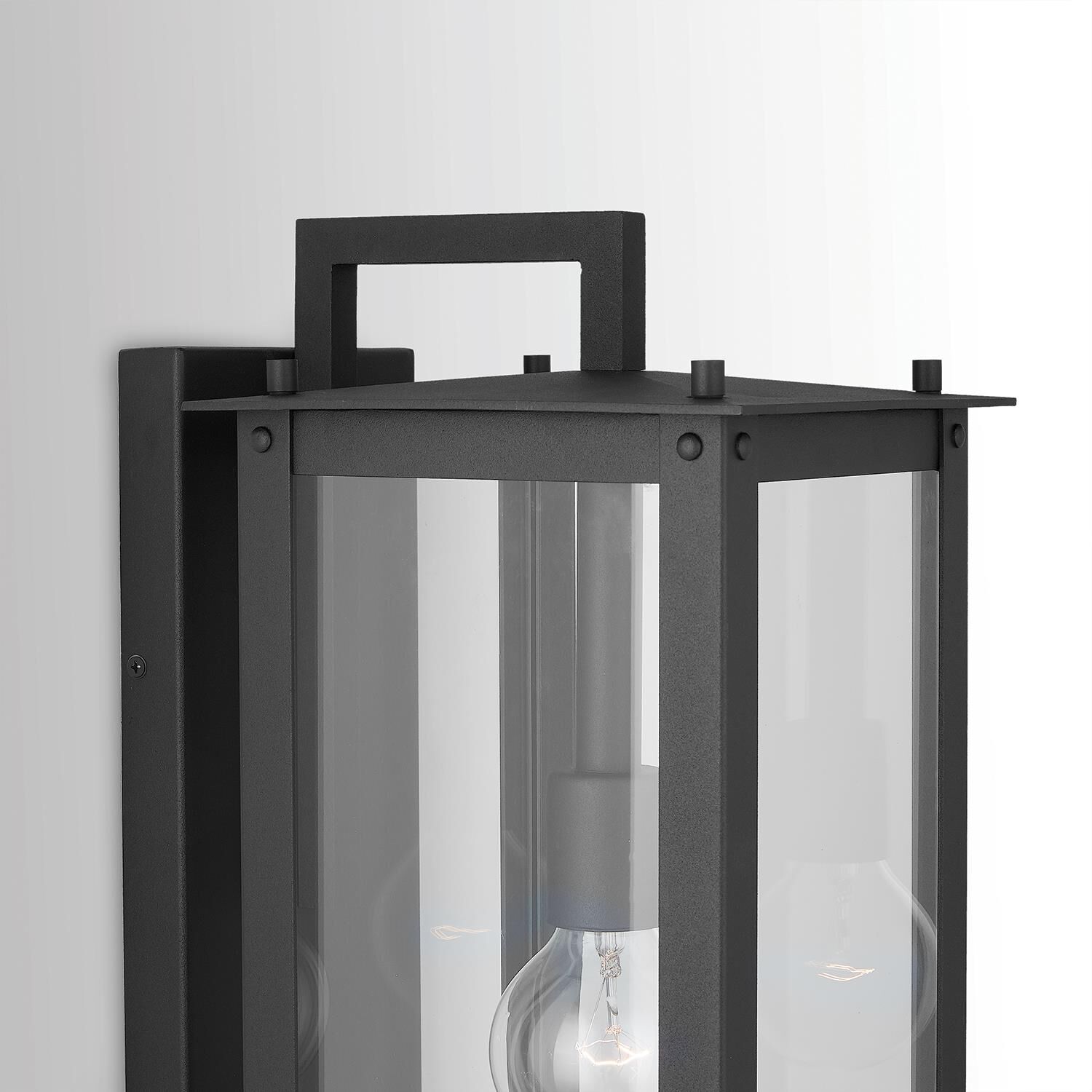 Shown in Black finish and Clear glass