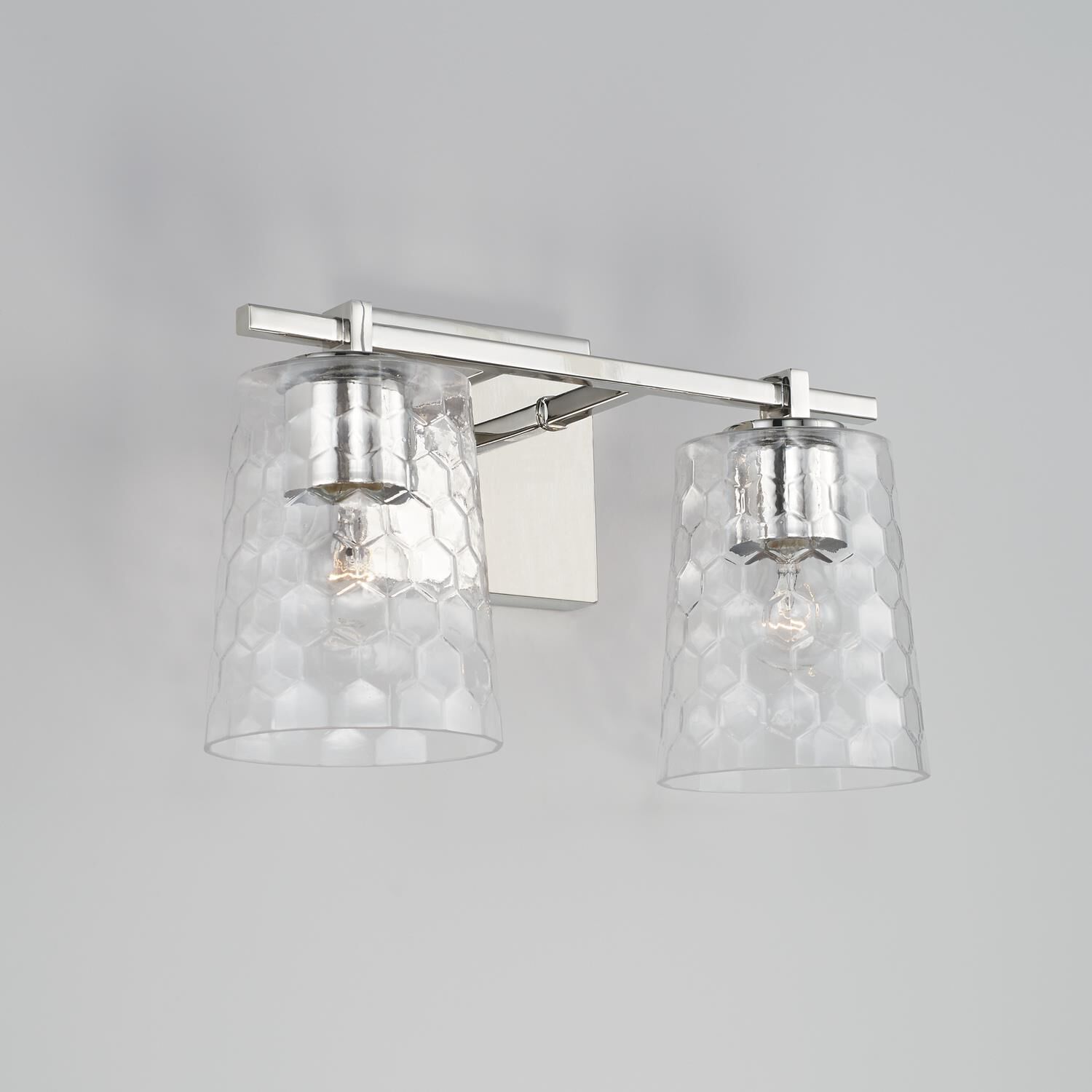 Shown in Polished Nickel finish and Clear Honeycomb glass