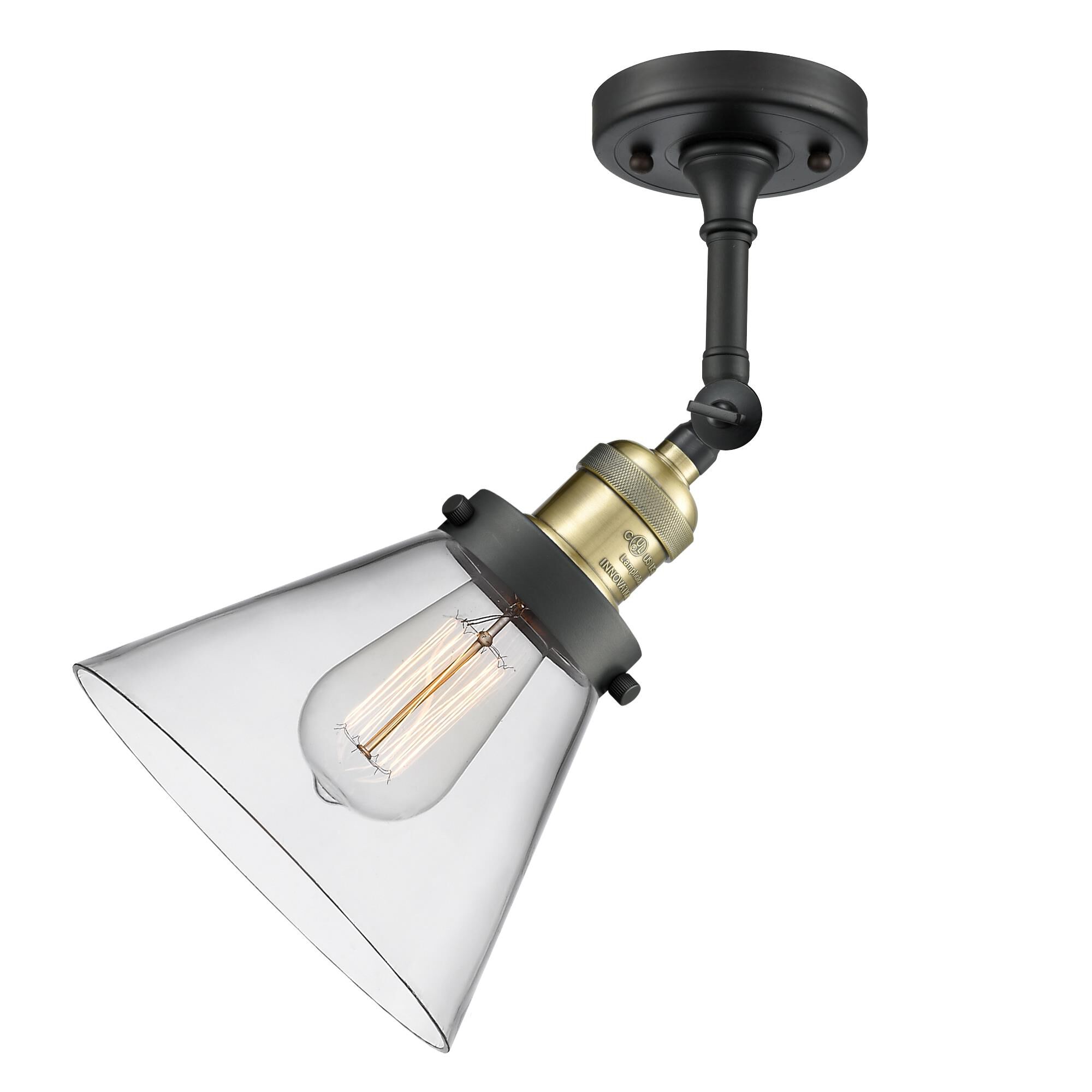 Shown in Black Antique Brass finish and Clear glass and None accent