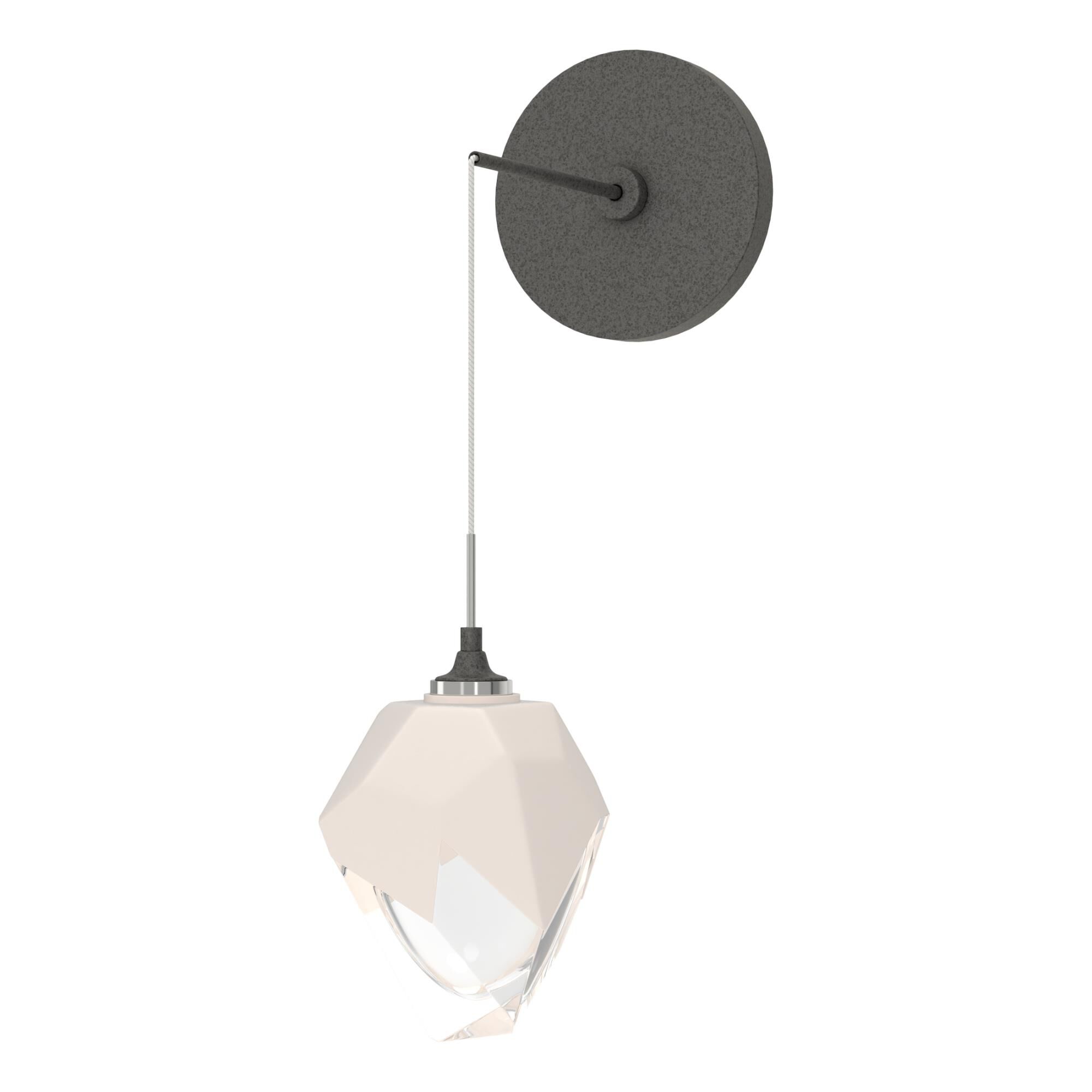 Shown in Natural Iron finish and White glass and White Glass shade