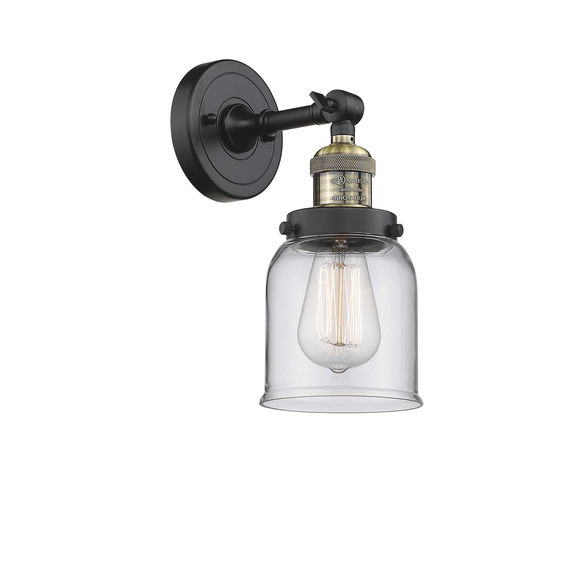 Shown in Black Antique Brass finish and Clear glass