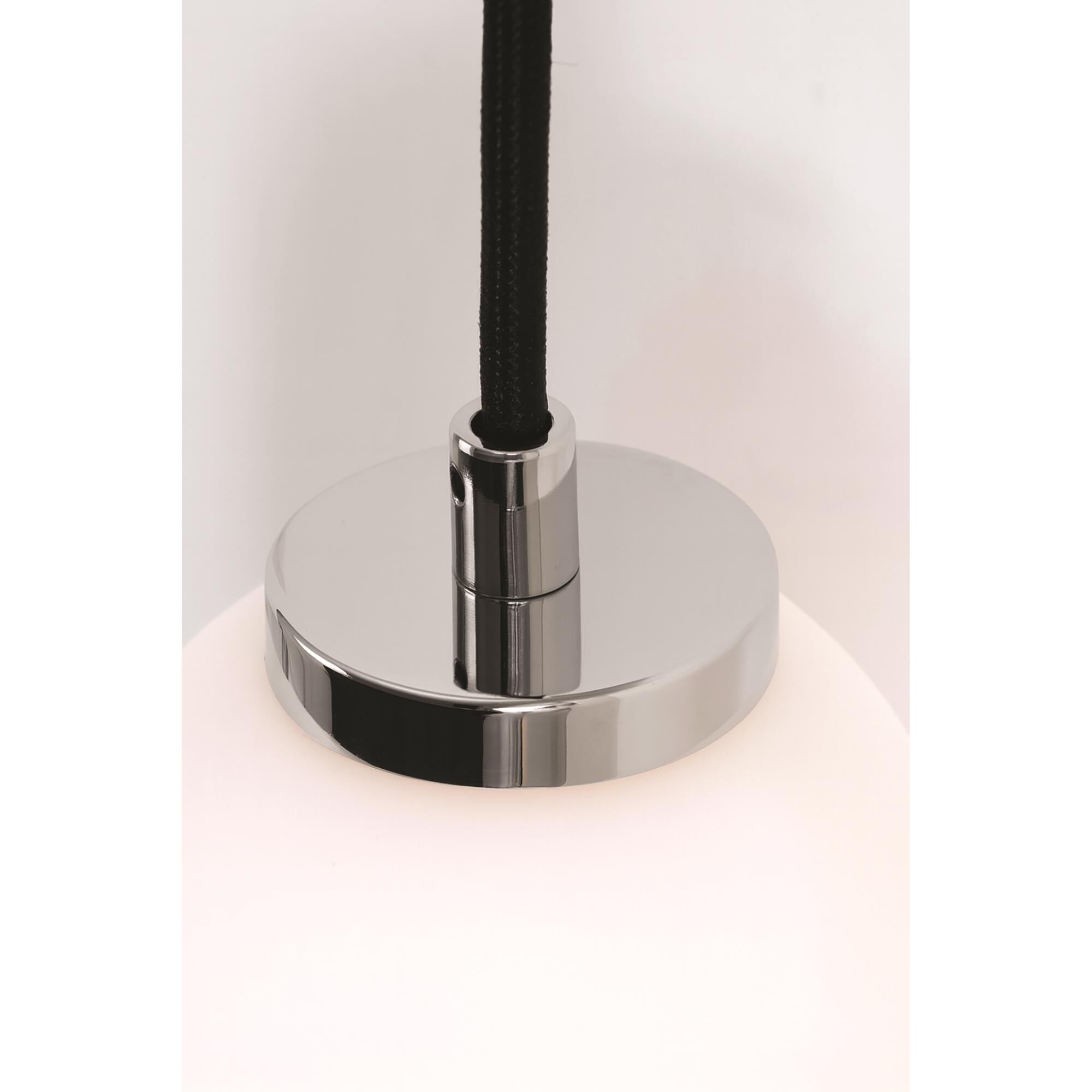 Shown in Polished Chrome finish and White glass