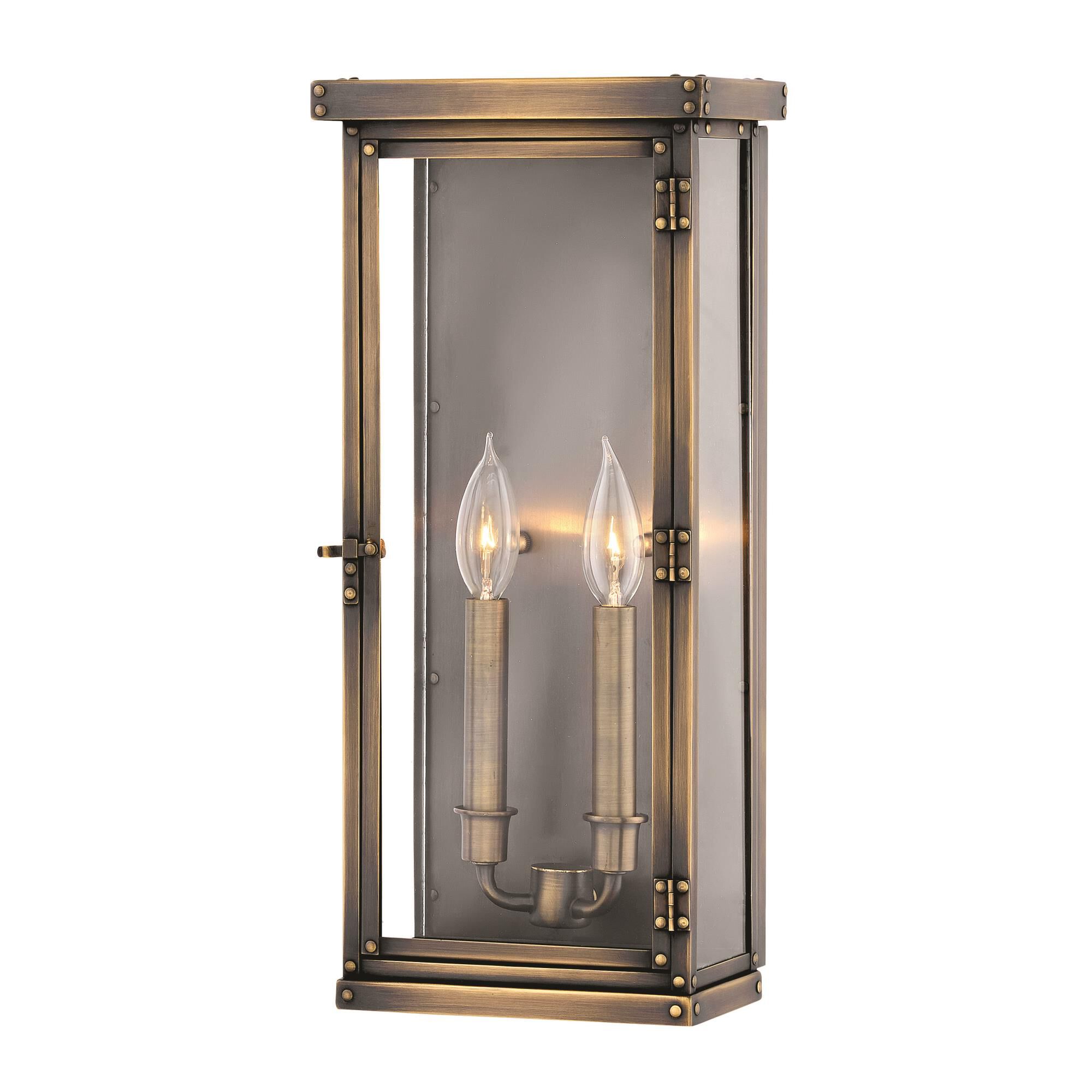 Shown in Dark Antique Brass finish and Clear glass