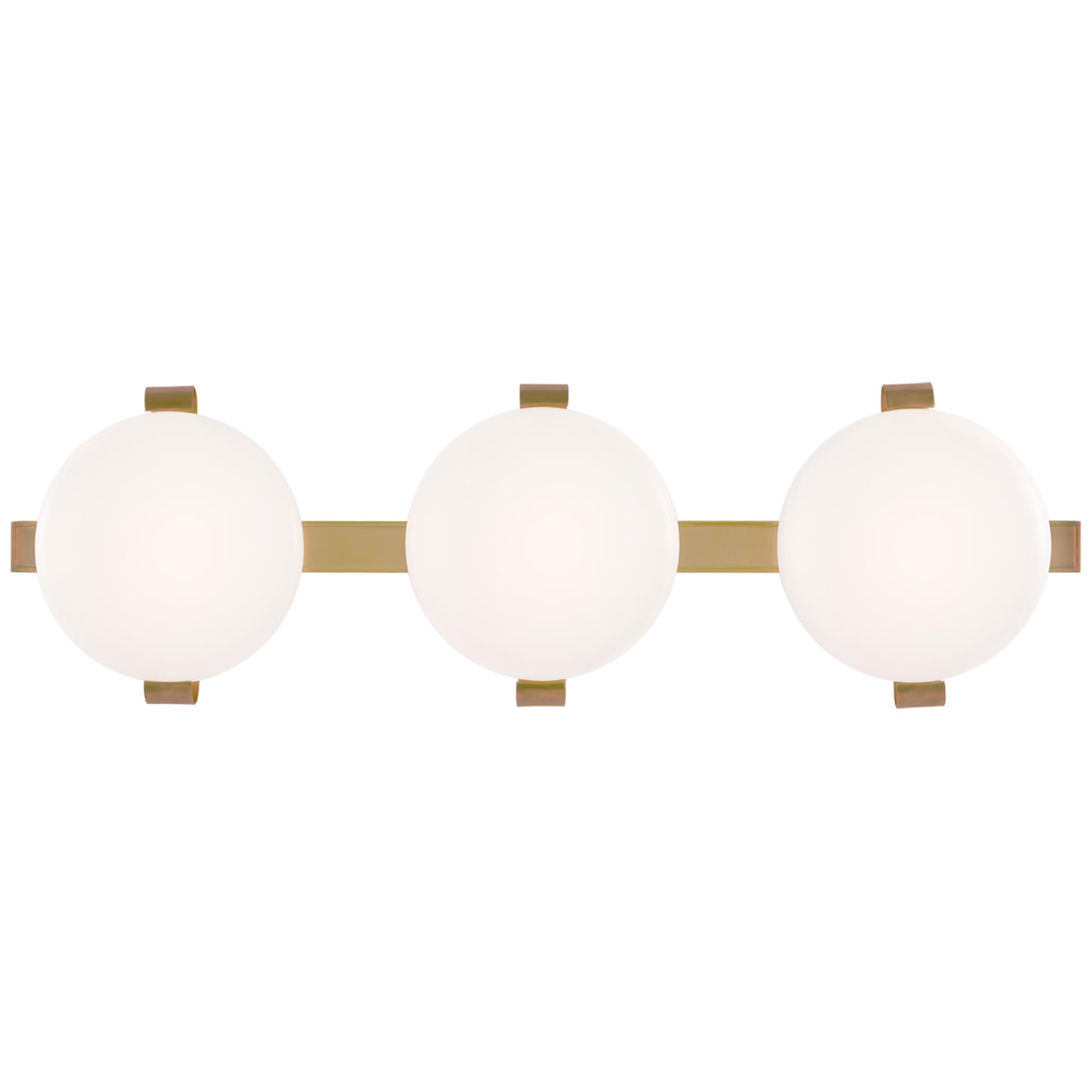 Shown in Soft Brass finish and White glass