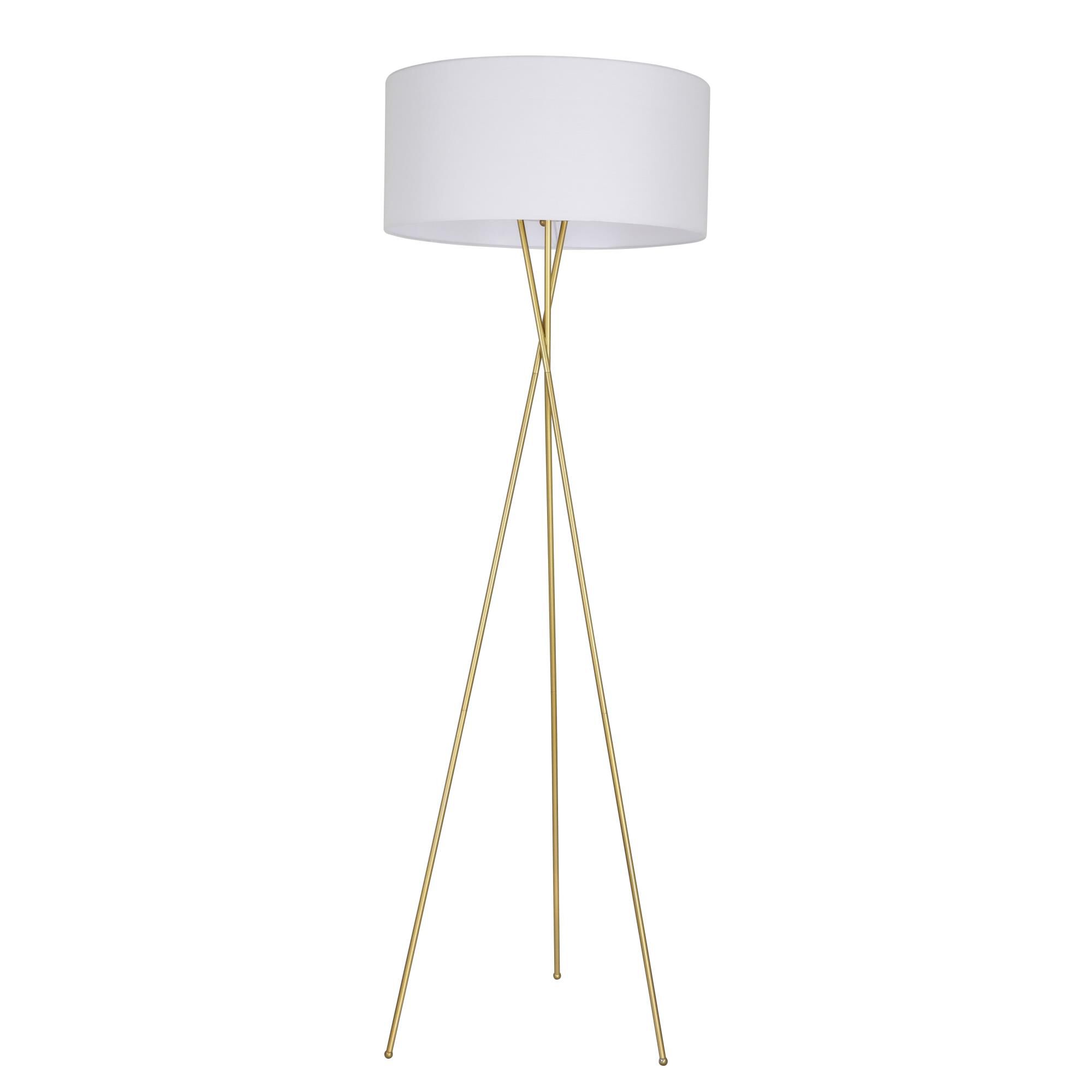 Shown in Brass finish and White Fabric shade