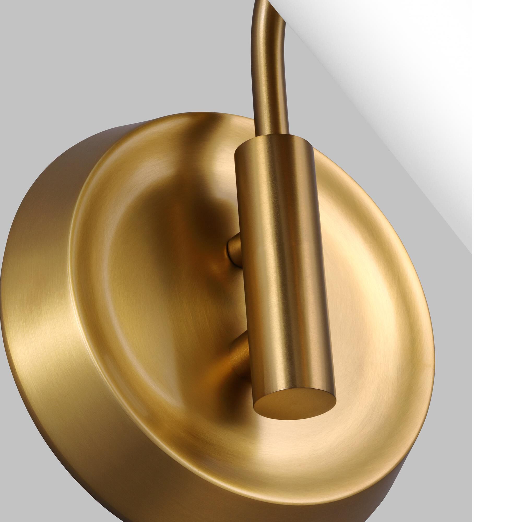 Shown in Burnished Brass finish and Matte White Steel shade