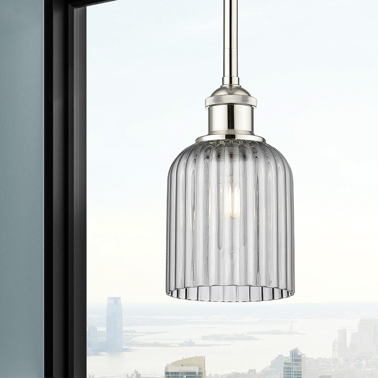 Shown in Polished Nickel finish and Light Smoke glass