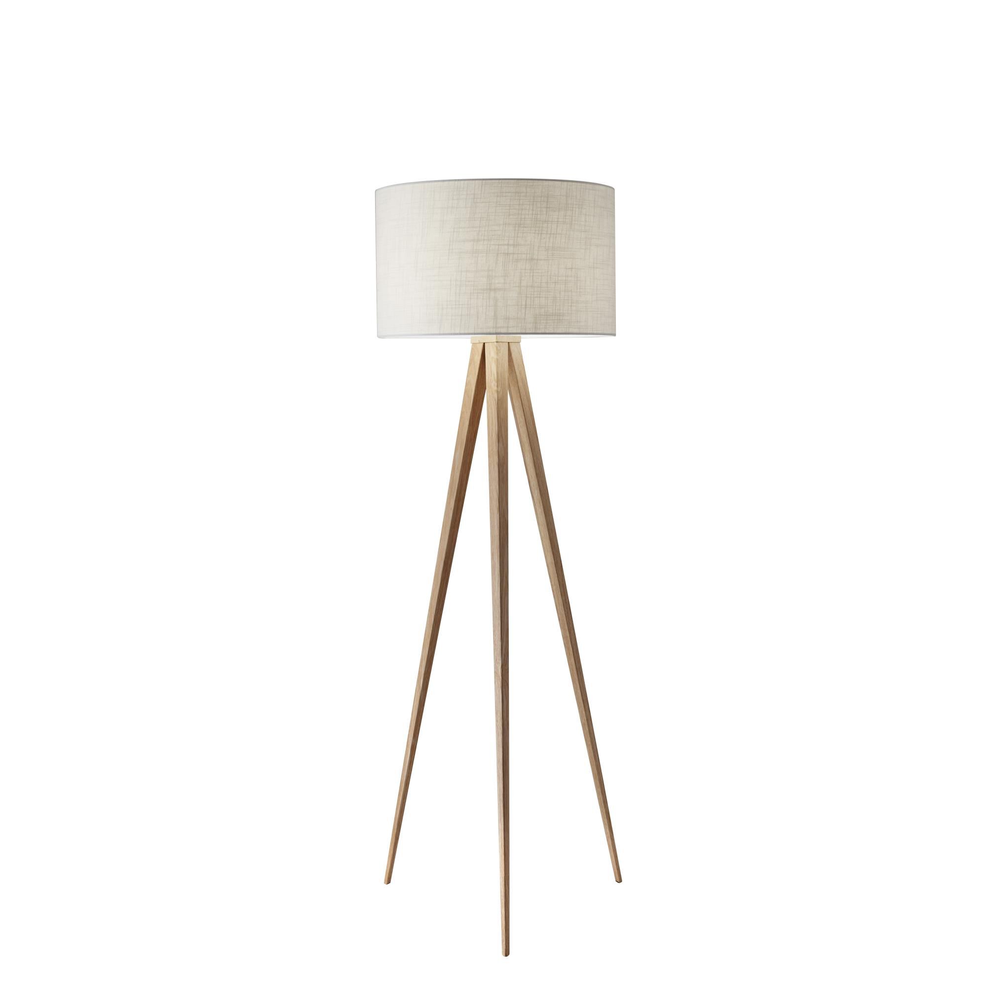 Shown in Natural Oak Veneer finish and Off-White Textured Linen shade