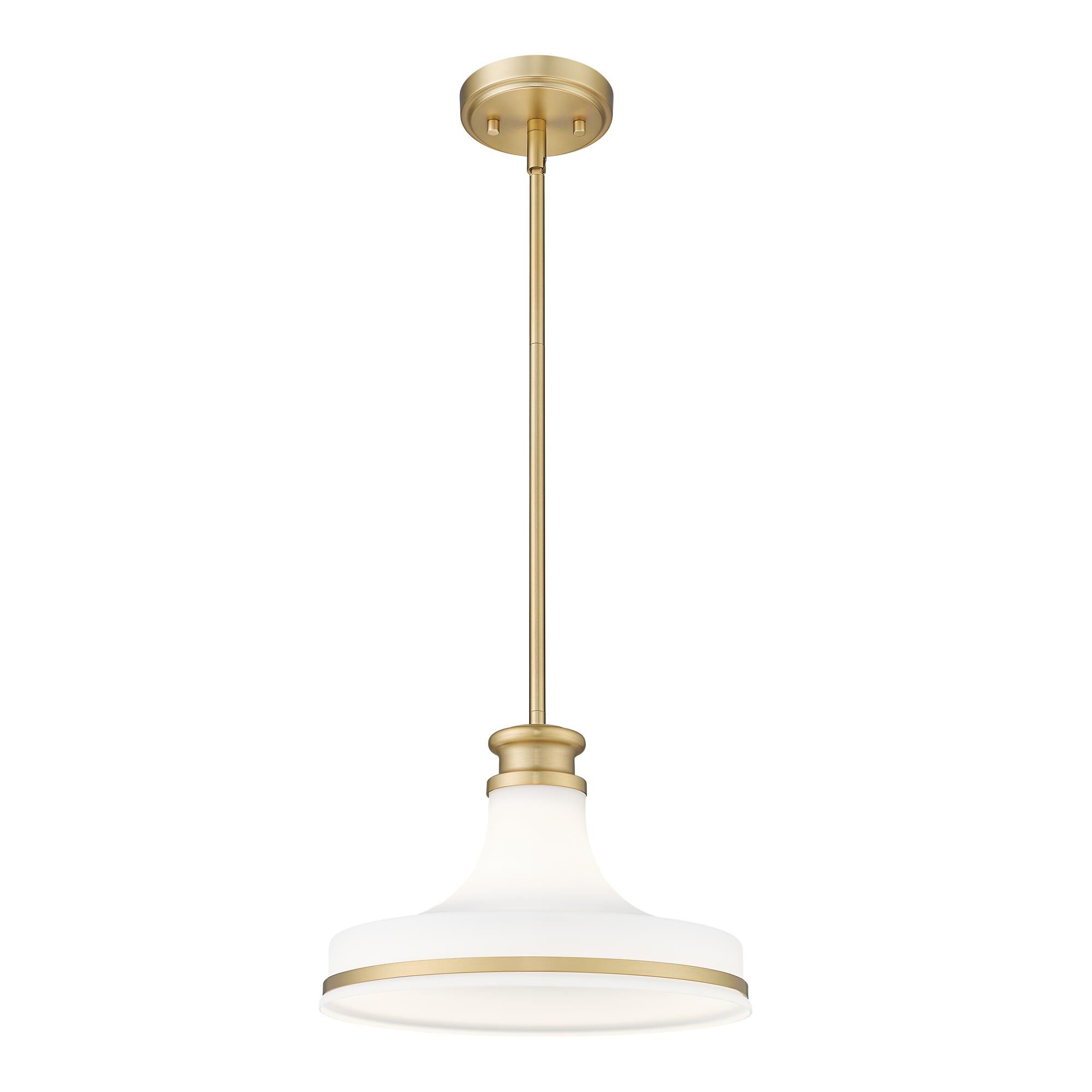 Shown in Modern Gold finish and Matte Opal glass