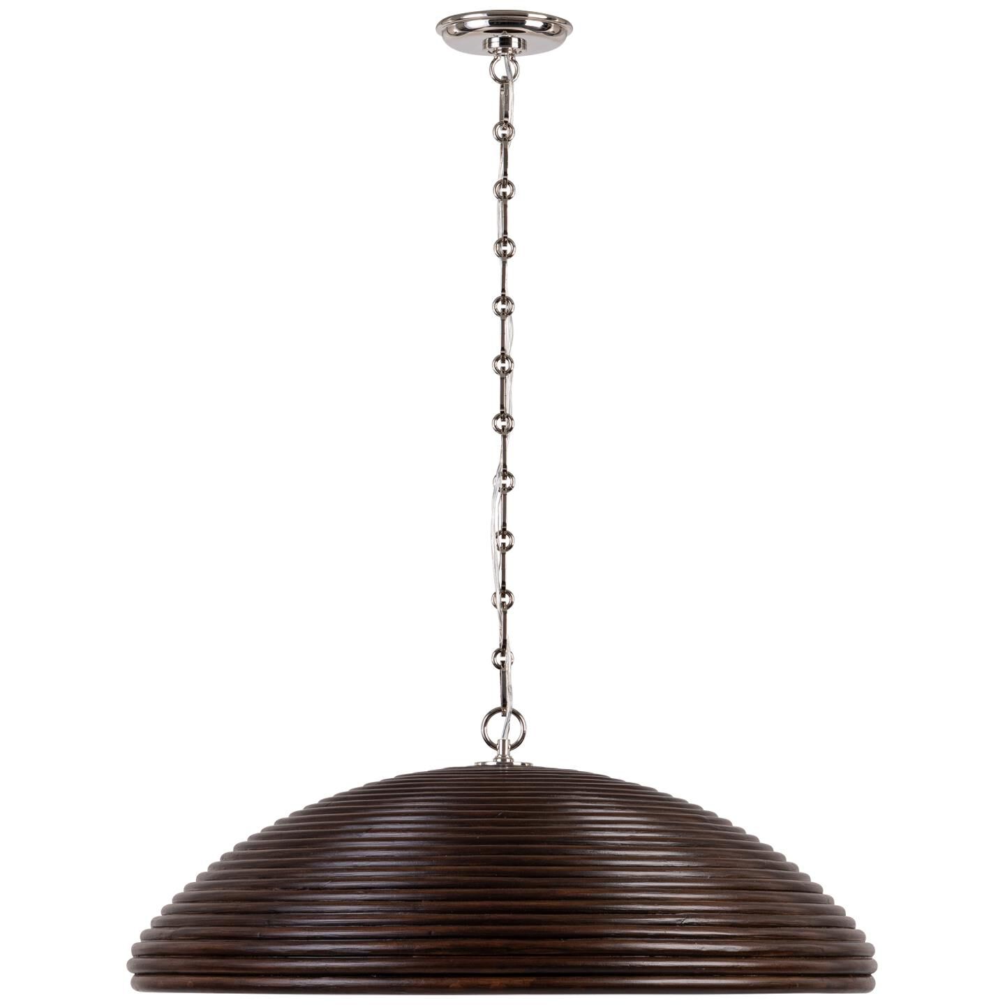 Shown in Polished Nickel finish and Espresso Rattan shade