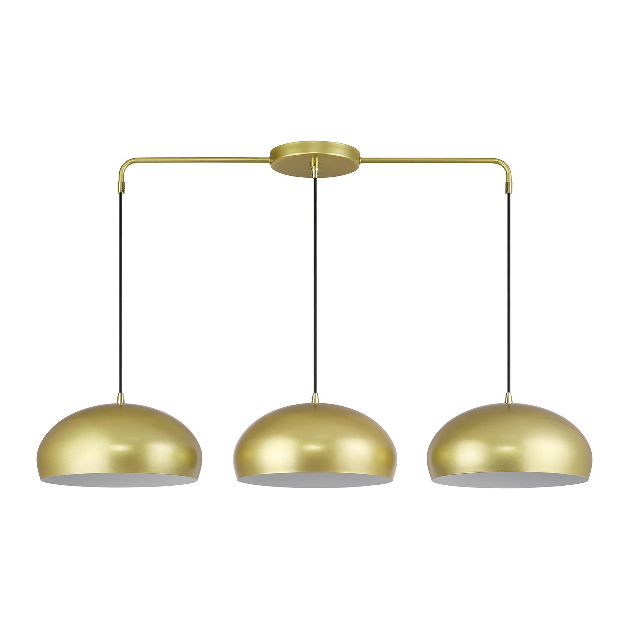 Shown in Soft Gold with Polished Brass Accents finish and Soft Gold Steel with Shiny White Inside shade