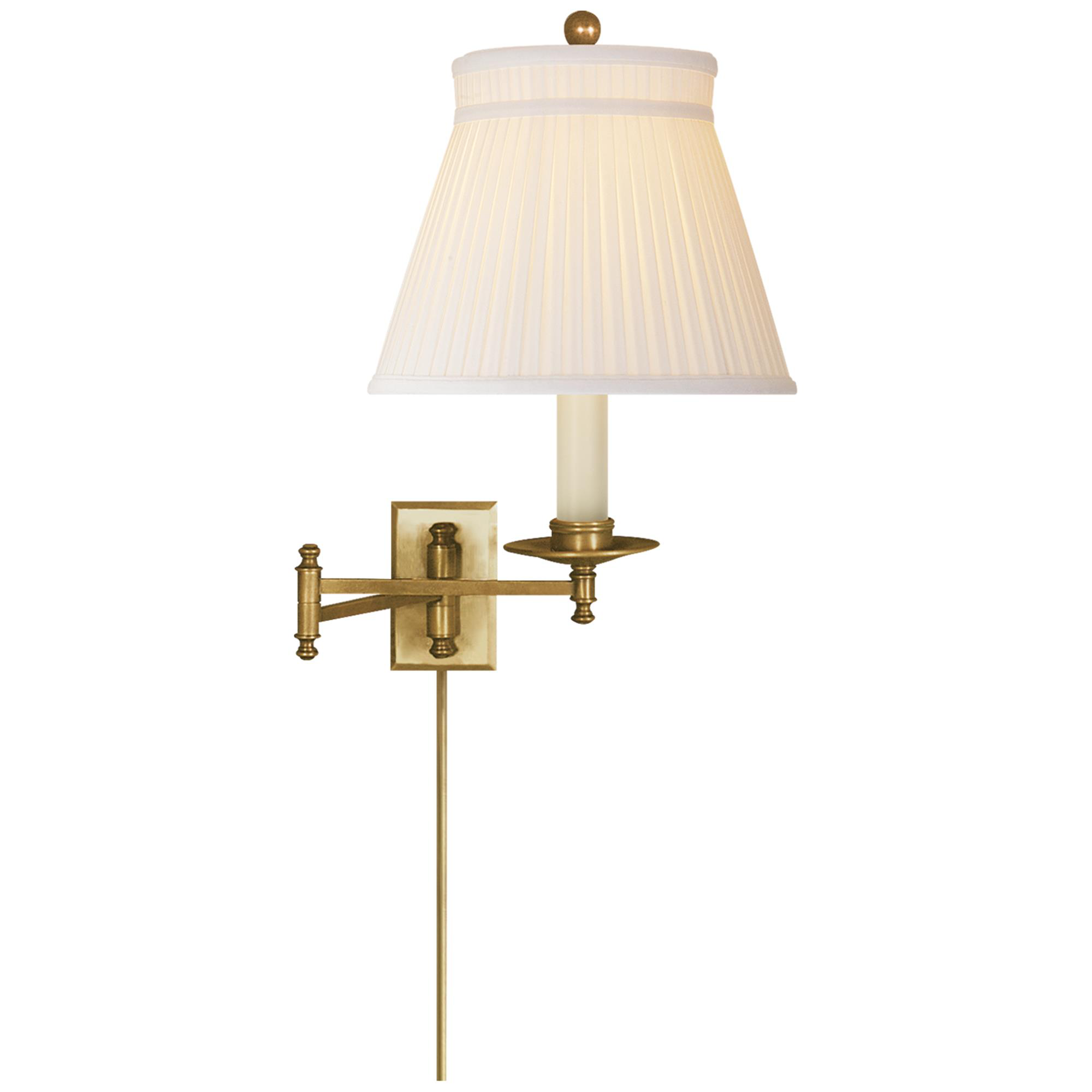 Shown in Antique-Burnished Brass finish and Cotton shade