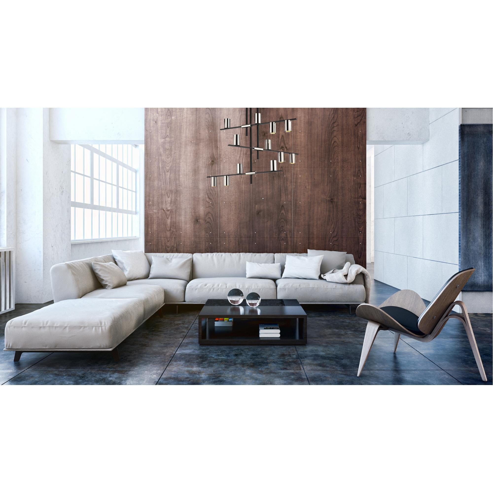 Shown in Mate Black and Polished Nickel finish