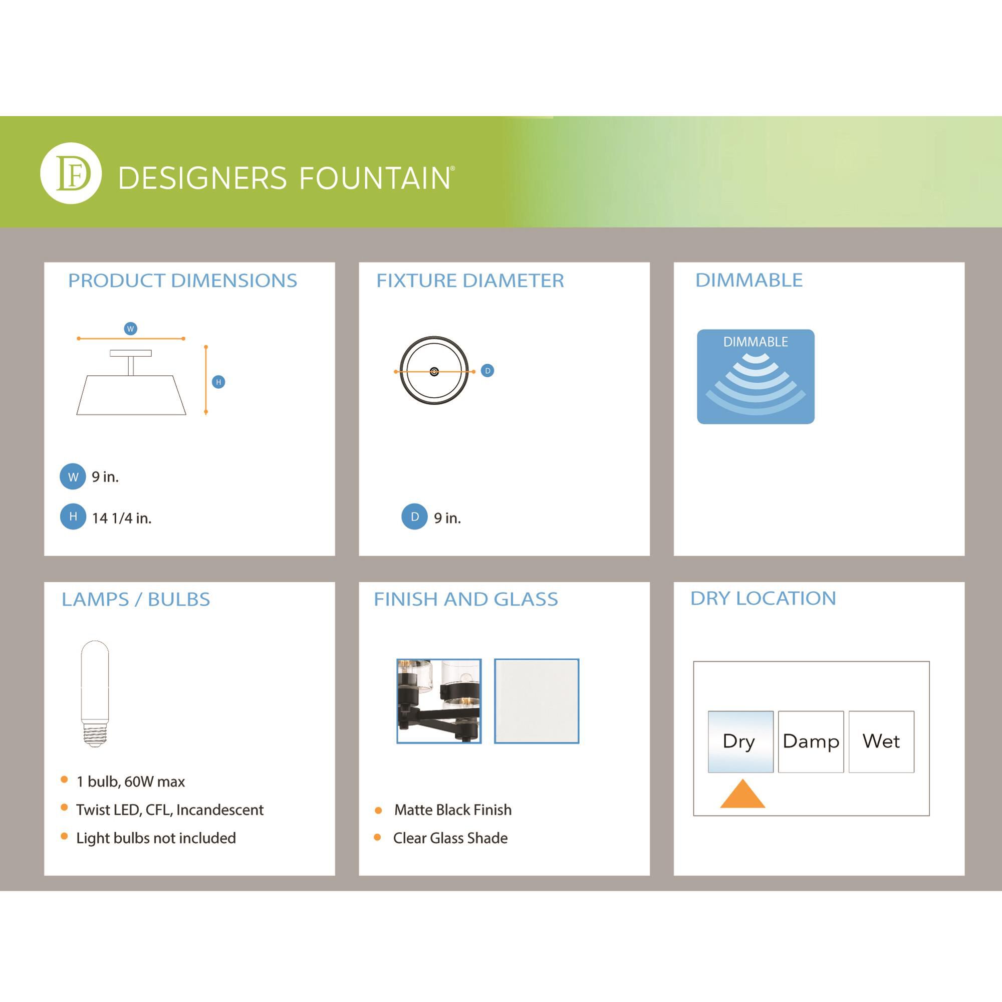 Shown in Matte Black finish and Clear glass