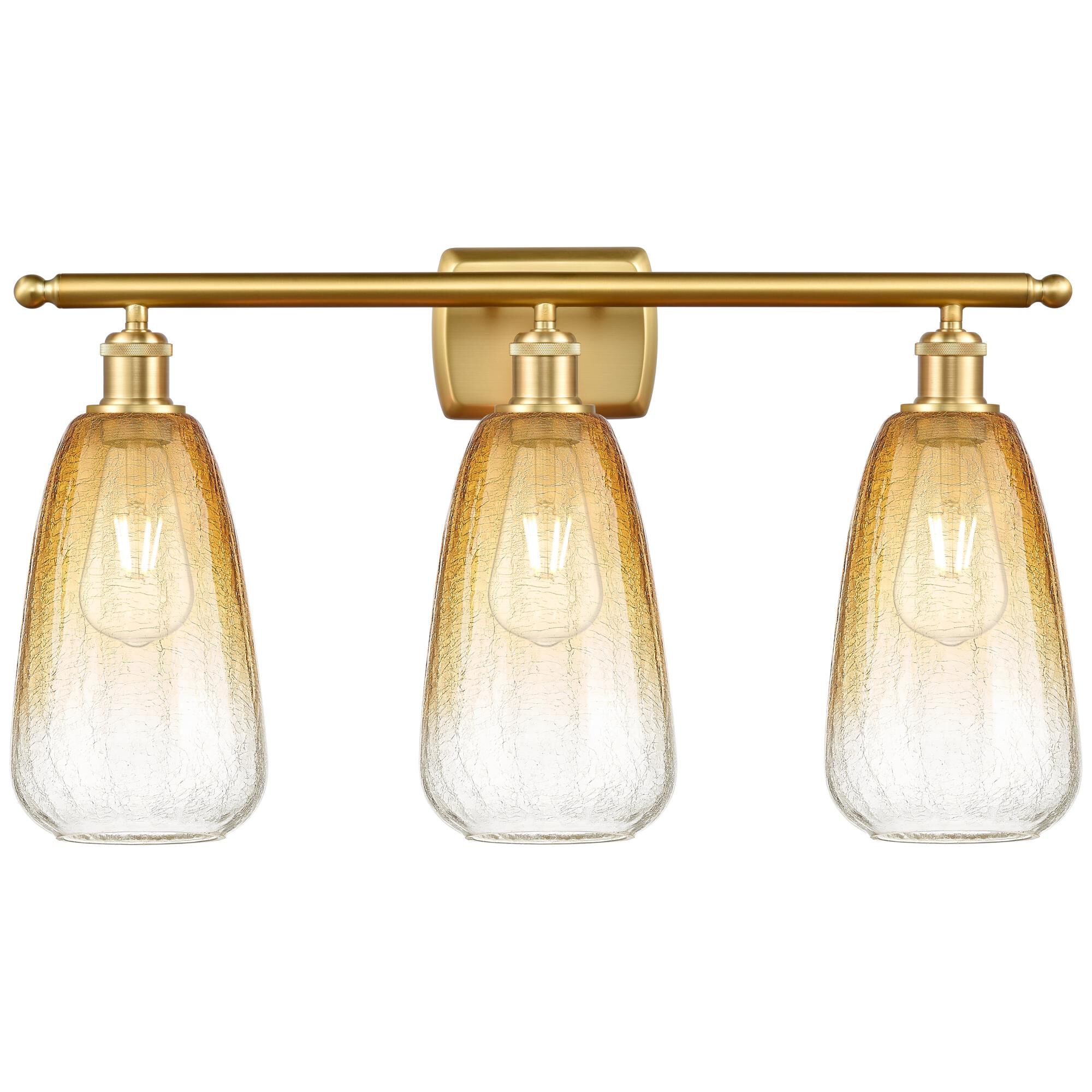 Shown in Satin Gold finish and Amber glass