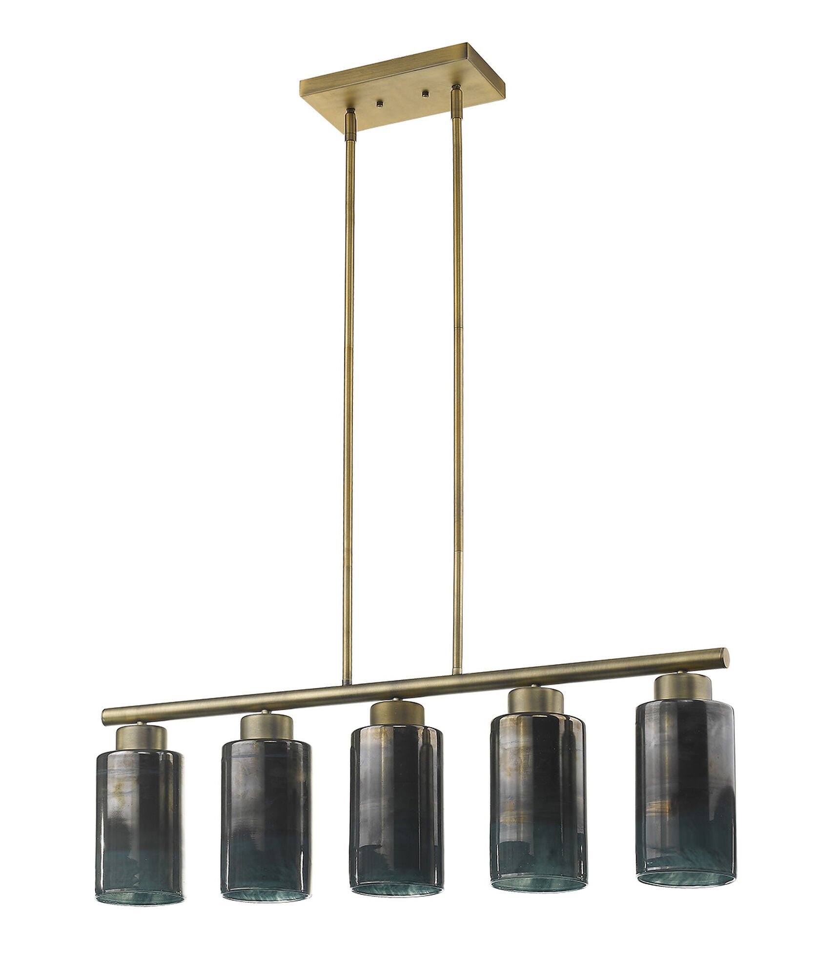 Shown in Brass finish and Blue/Gold glass and Blue/Gold Cylindrical Glass s shade