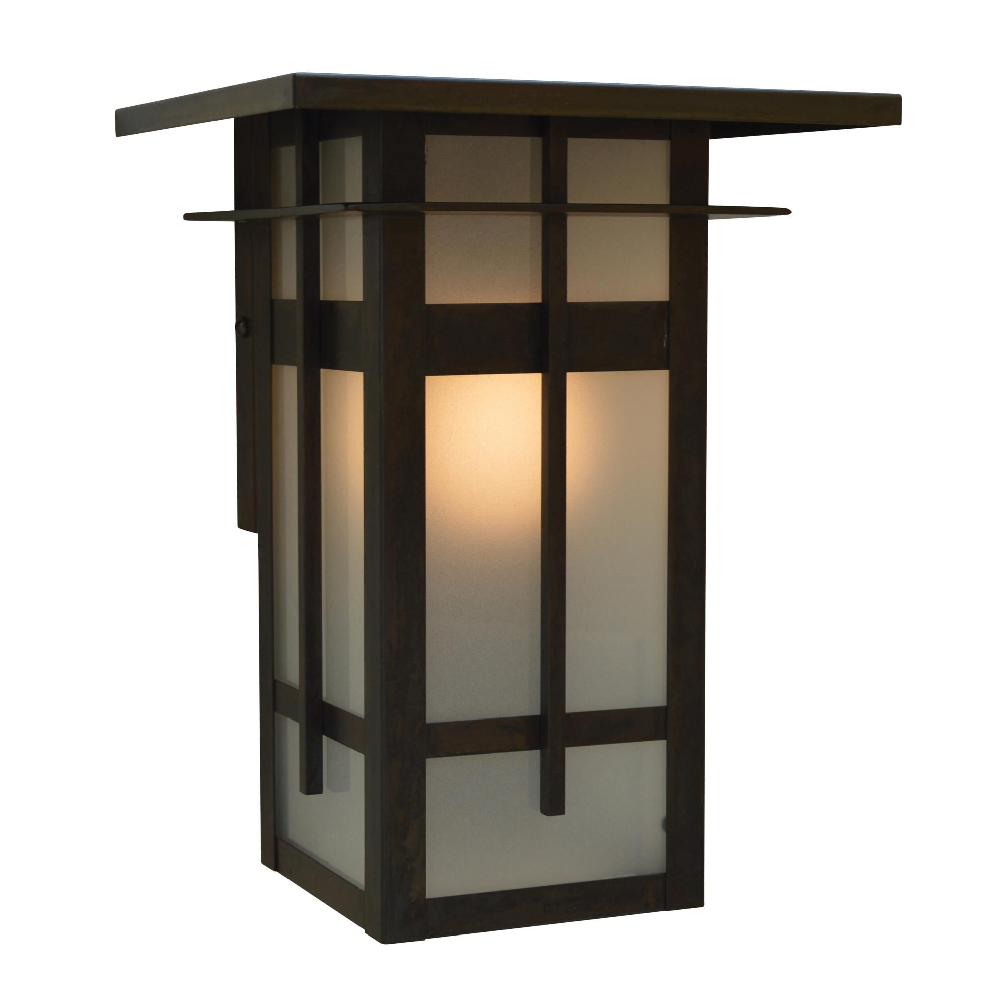 Shown in Bronze finish and Frosted glass