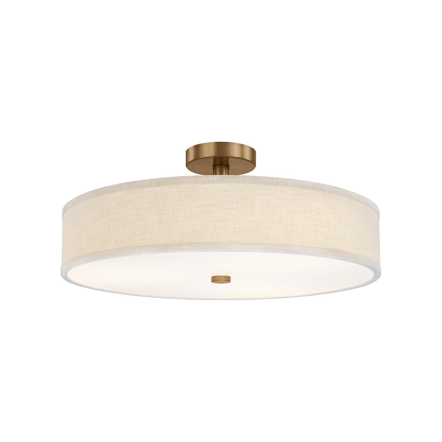 Shown in Brushed Brass finish and Cream Linen shade