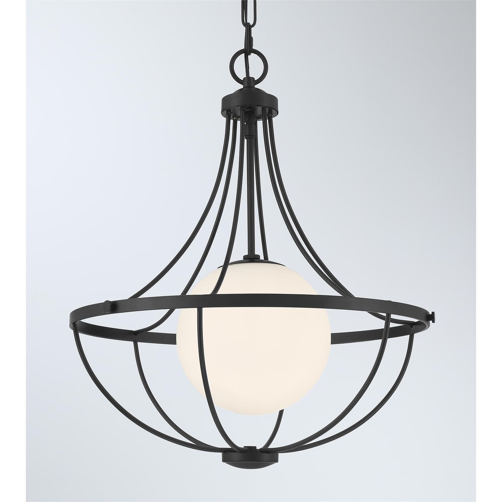 Shown in Matte Black finish and White Opal glass