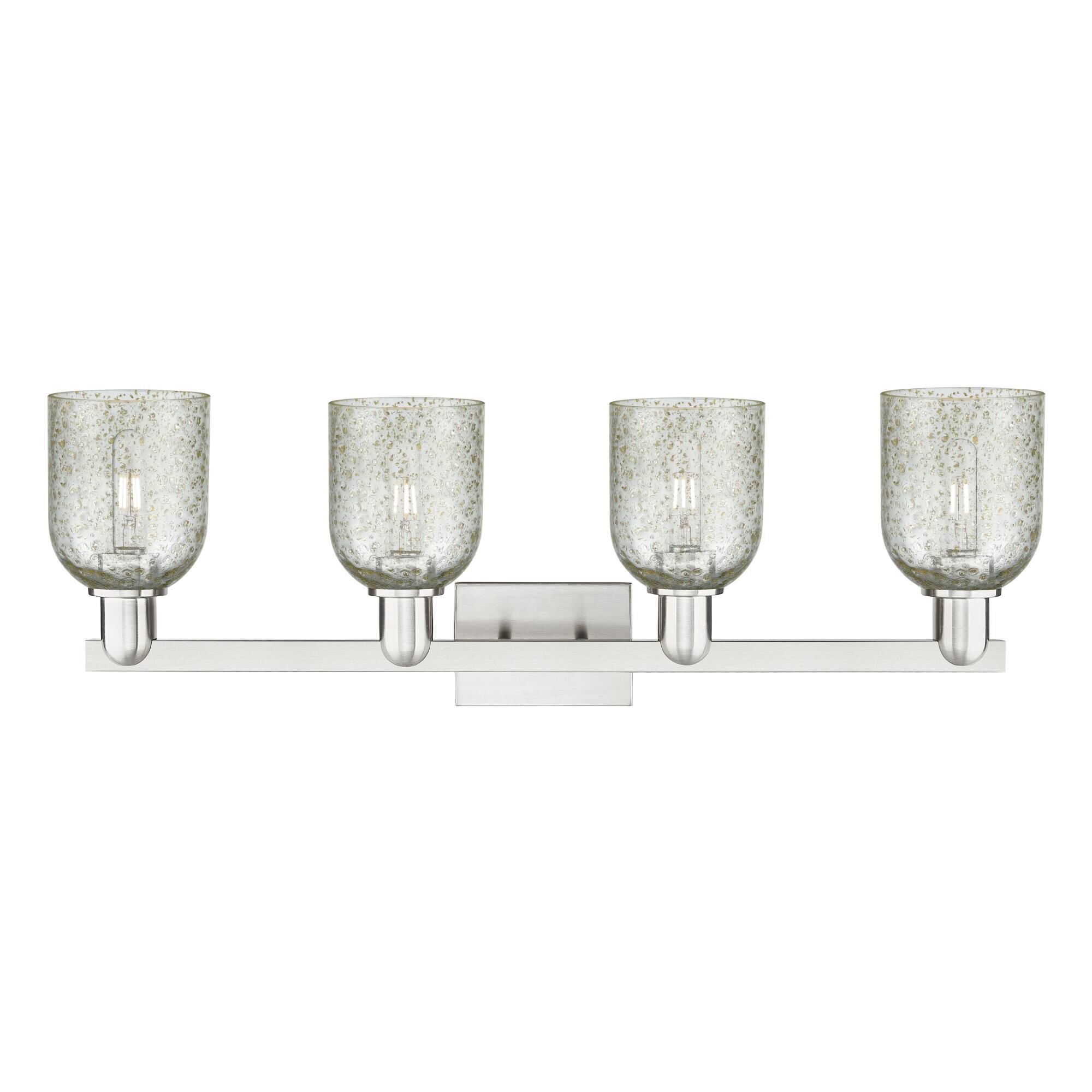 Shown in Brushed Satin Nickel finish and Mica glass