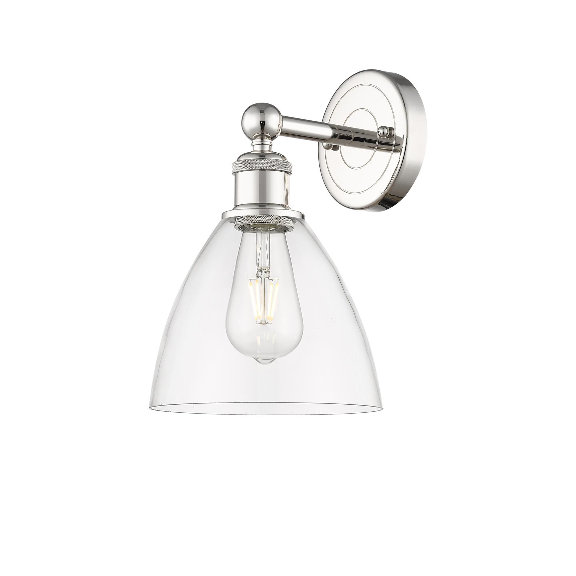 Shown in Polished Nickel finish and Clear glass