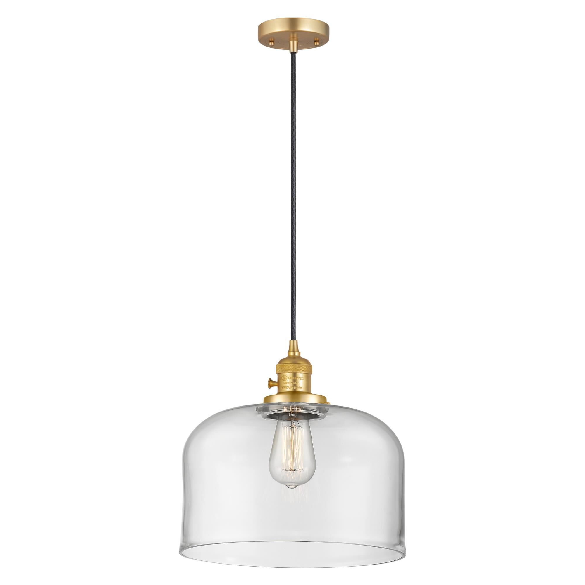 Shown in Satin Gold finish and Clear glass