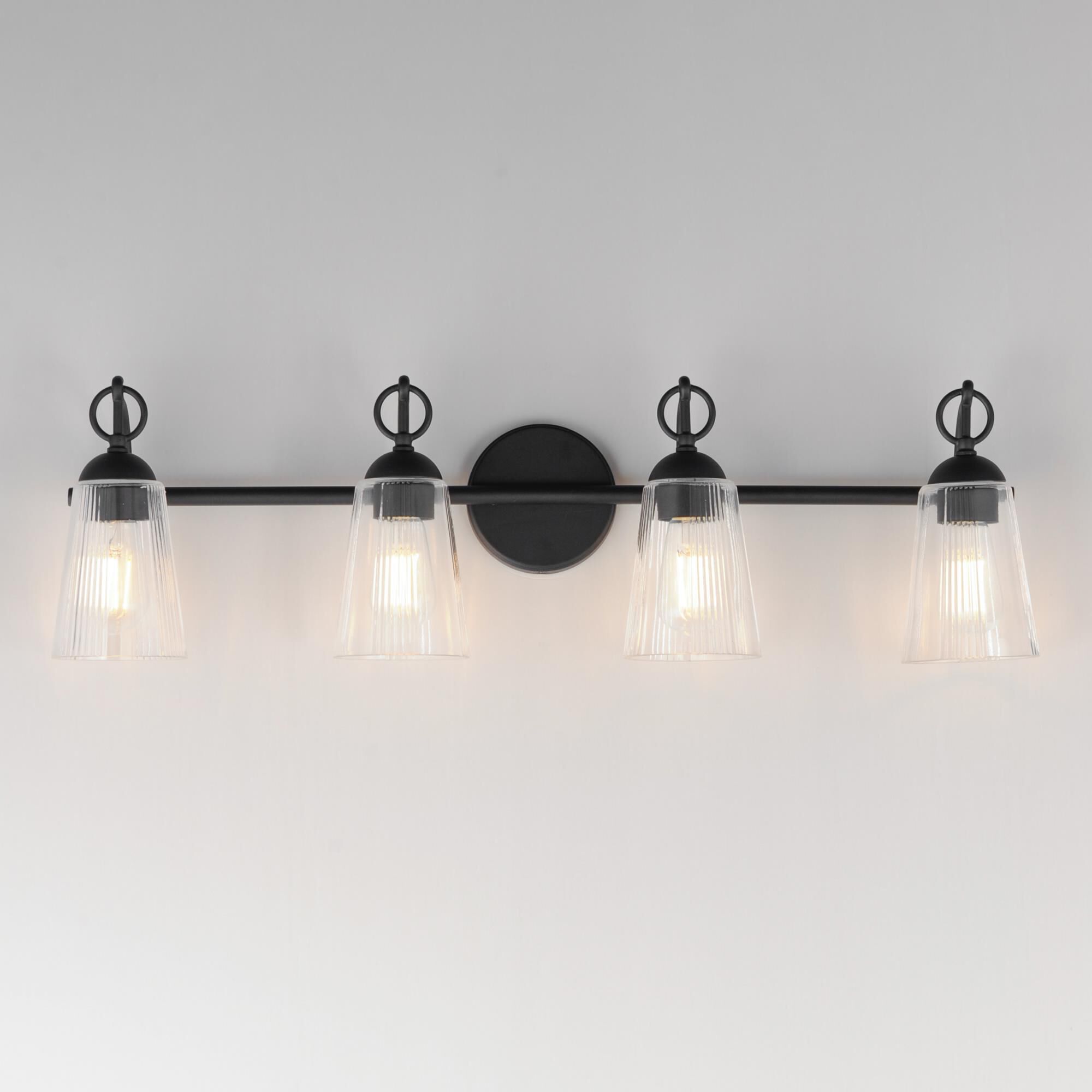 Shown in Black finish and Clear glass