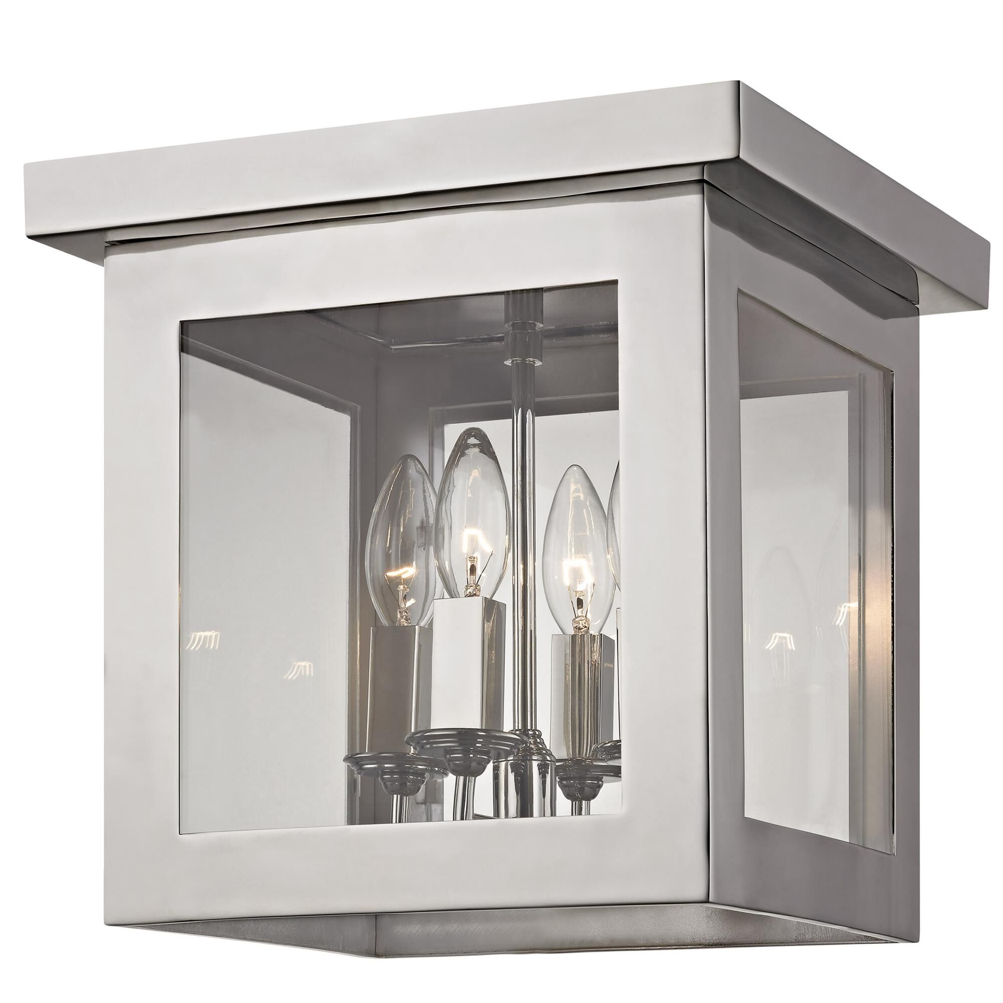 Shown in Polished Nickel finish and Clear glass and Clear Glass shade