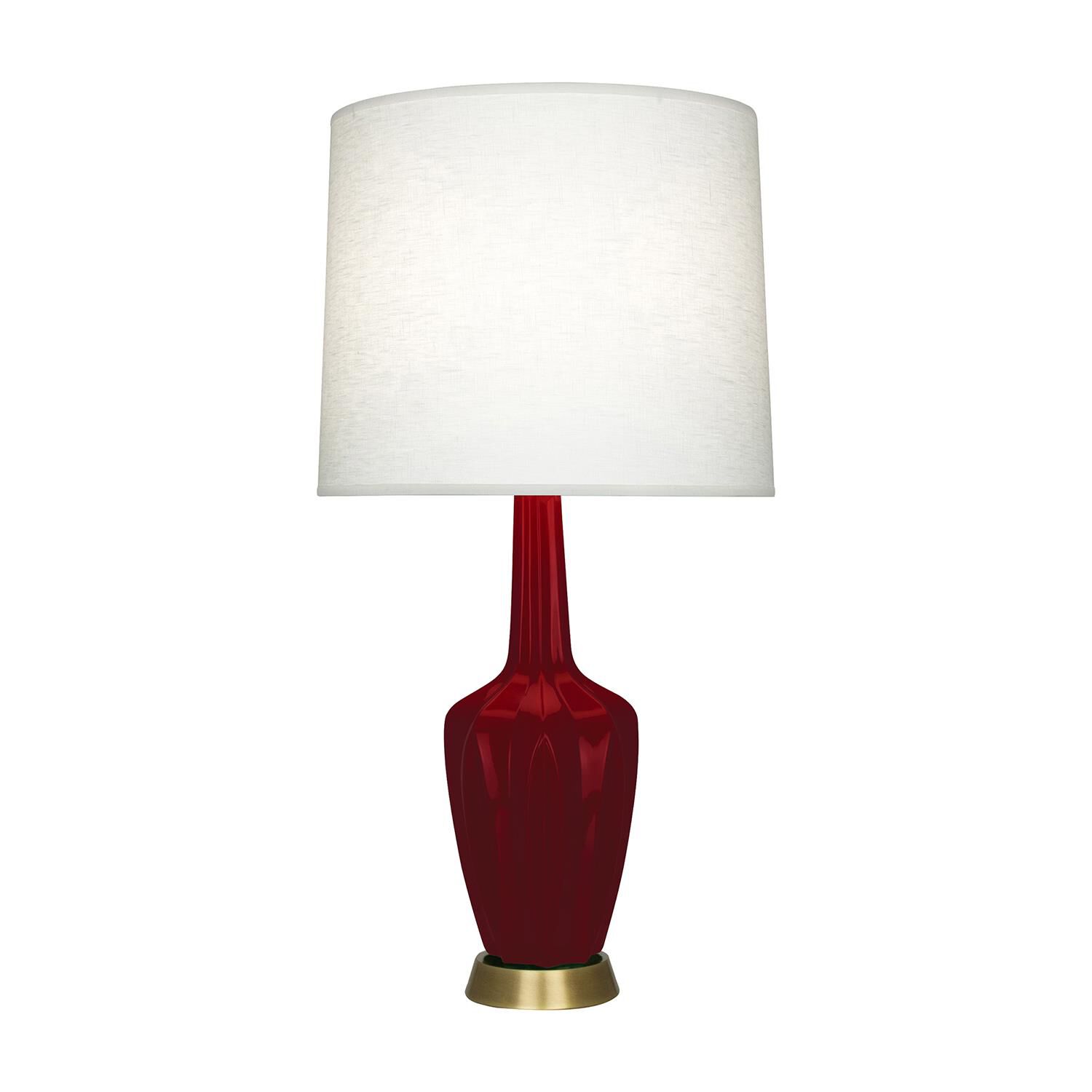 Shown in Sangria finish and Off White shade and Warm Brass accent