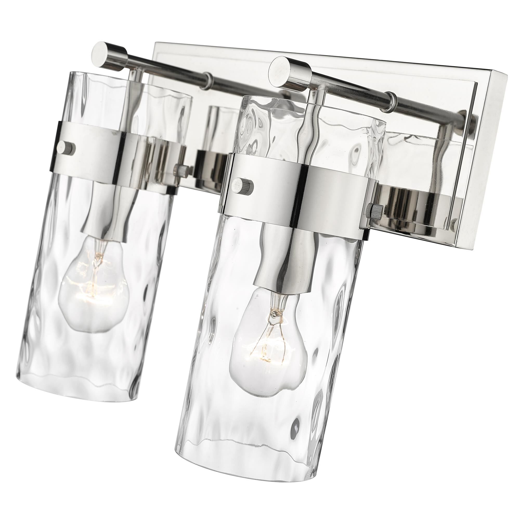 Shown in Polished Nickel finish and Glass shade