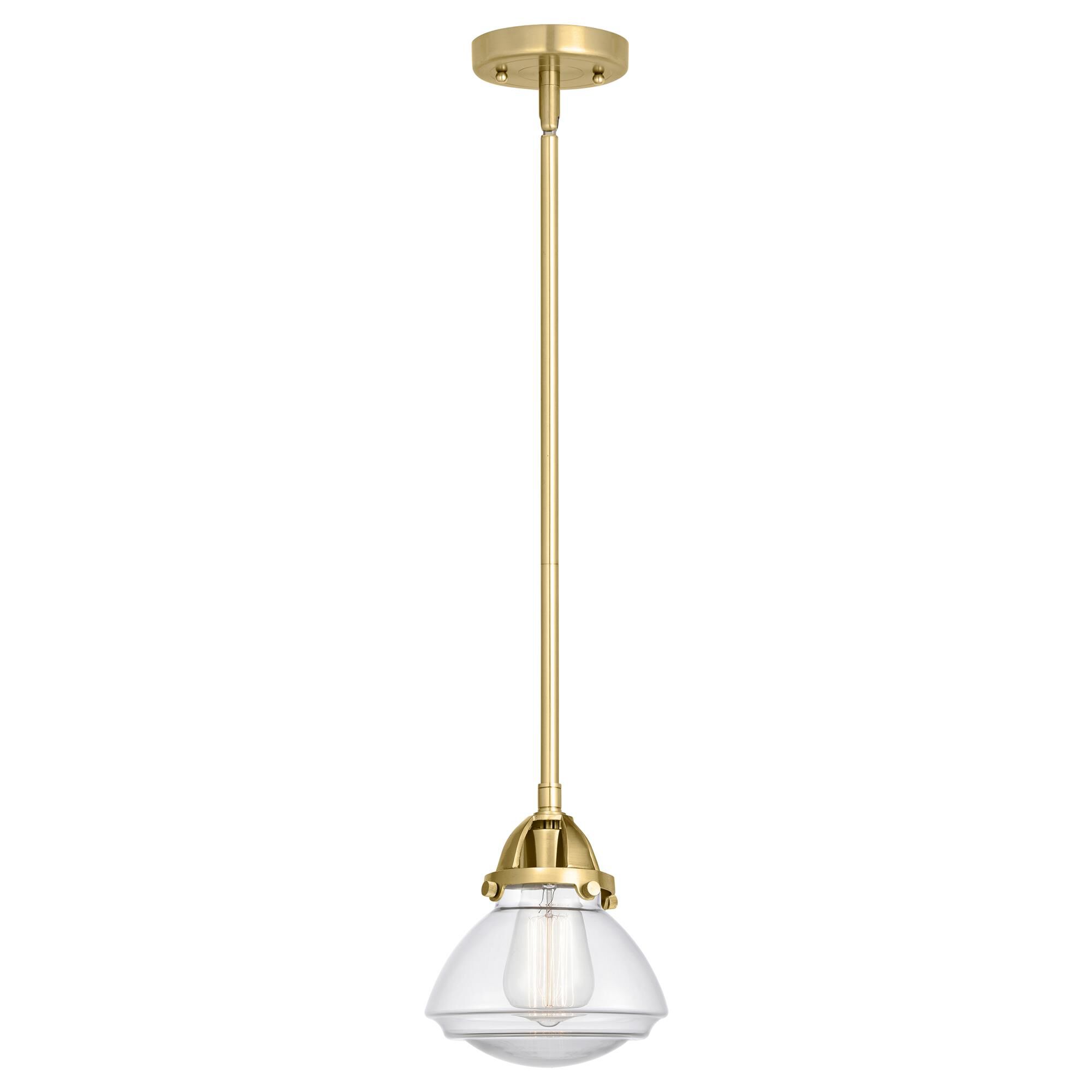 Shown in Satin Gold finish and Clear glass