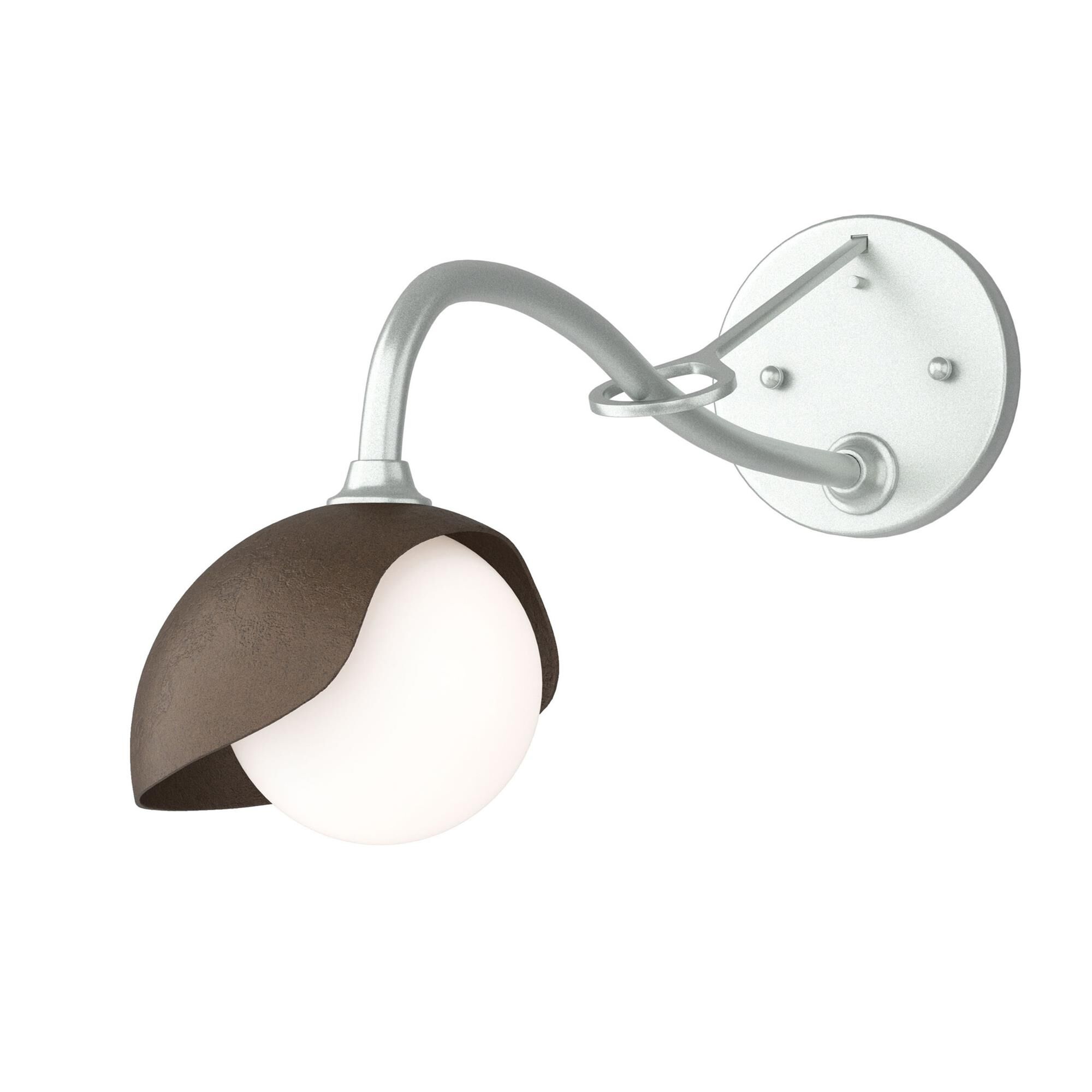 Shown in Vintage Platinum finish and Opal glass and Bronze (05) accent