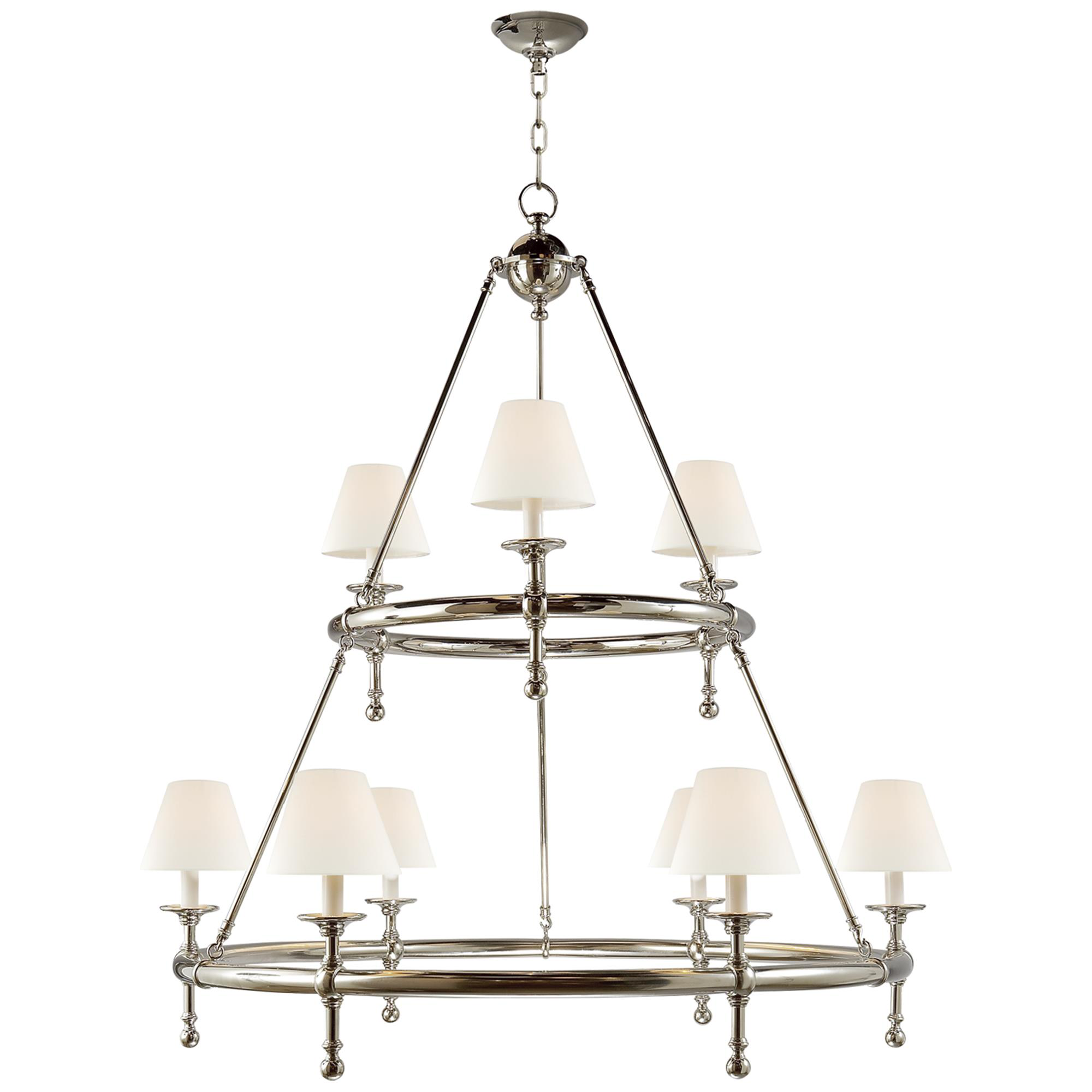 Shown in Polished Nickel finish and Linen shade
