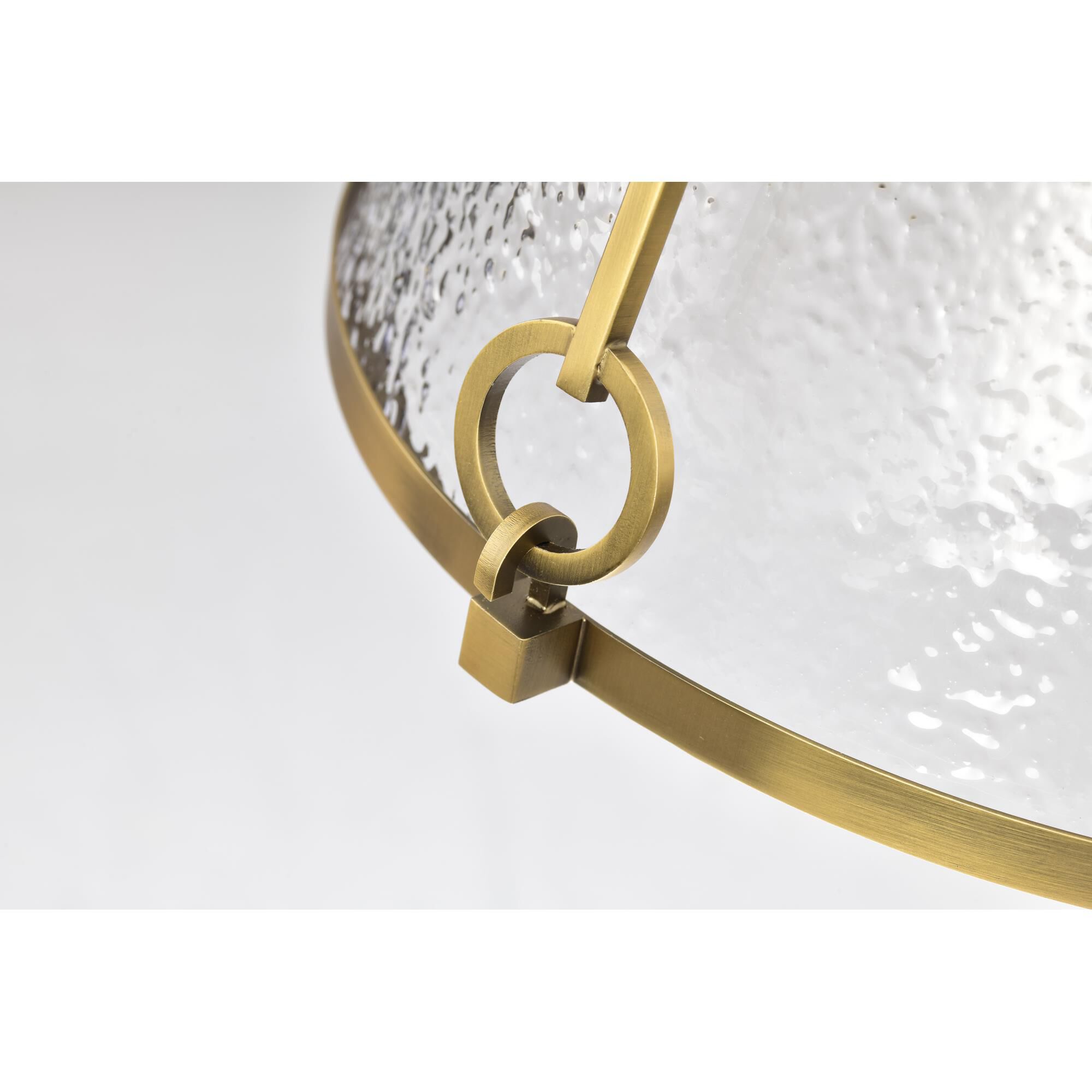 Shown in Vintage Brass finish and Hammered glass