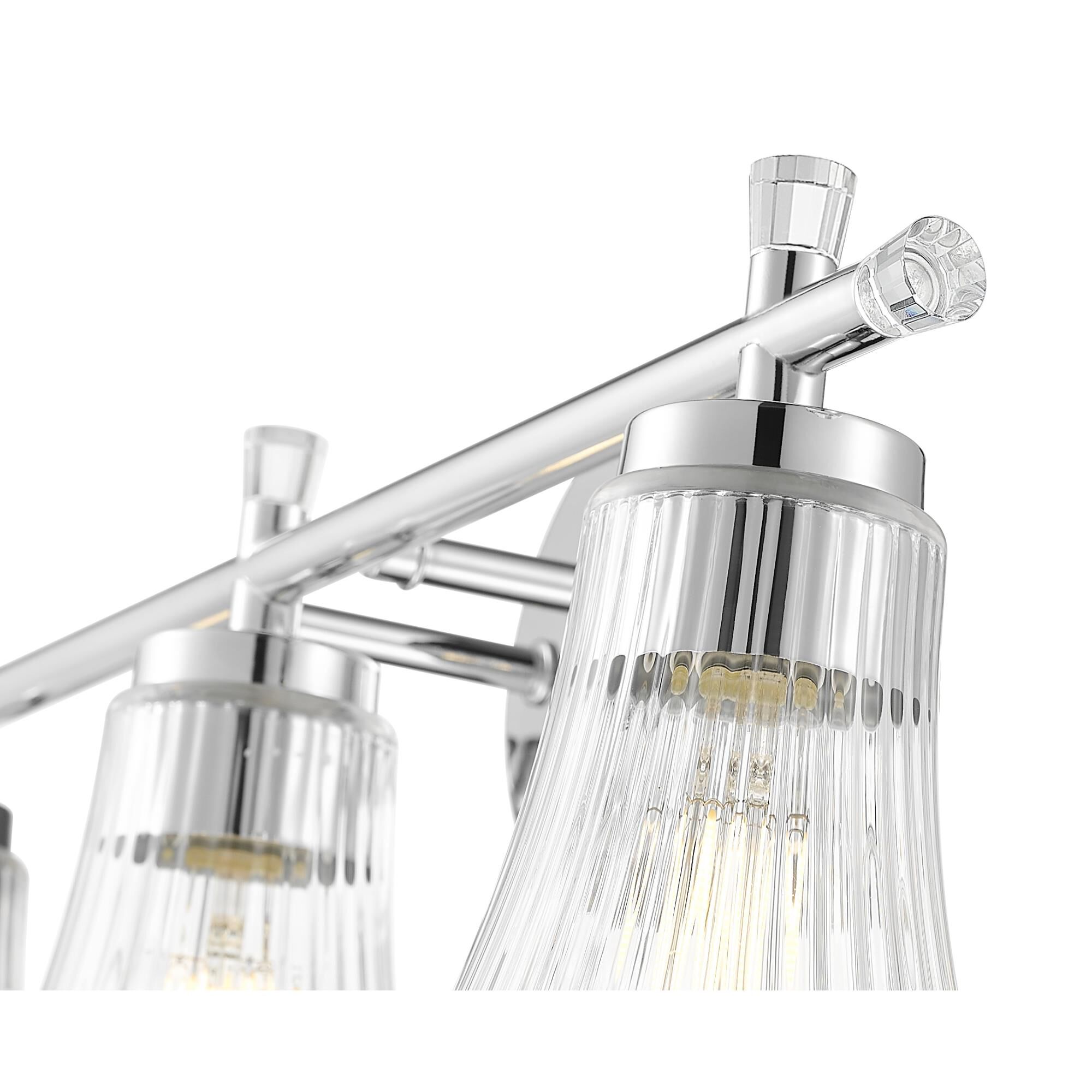 Shown in Chrome finish and Clear glass and Clear shade